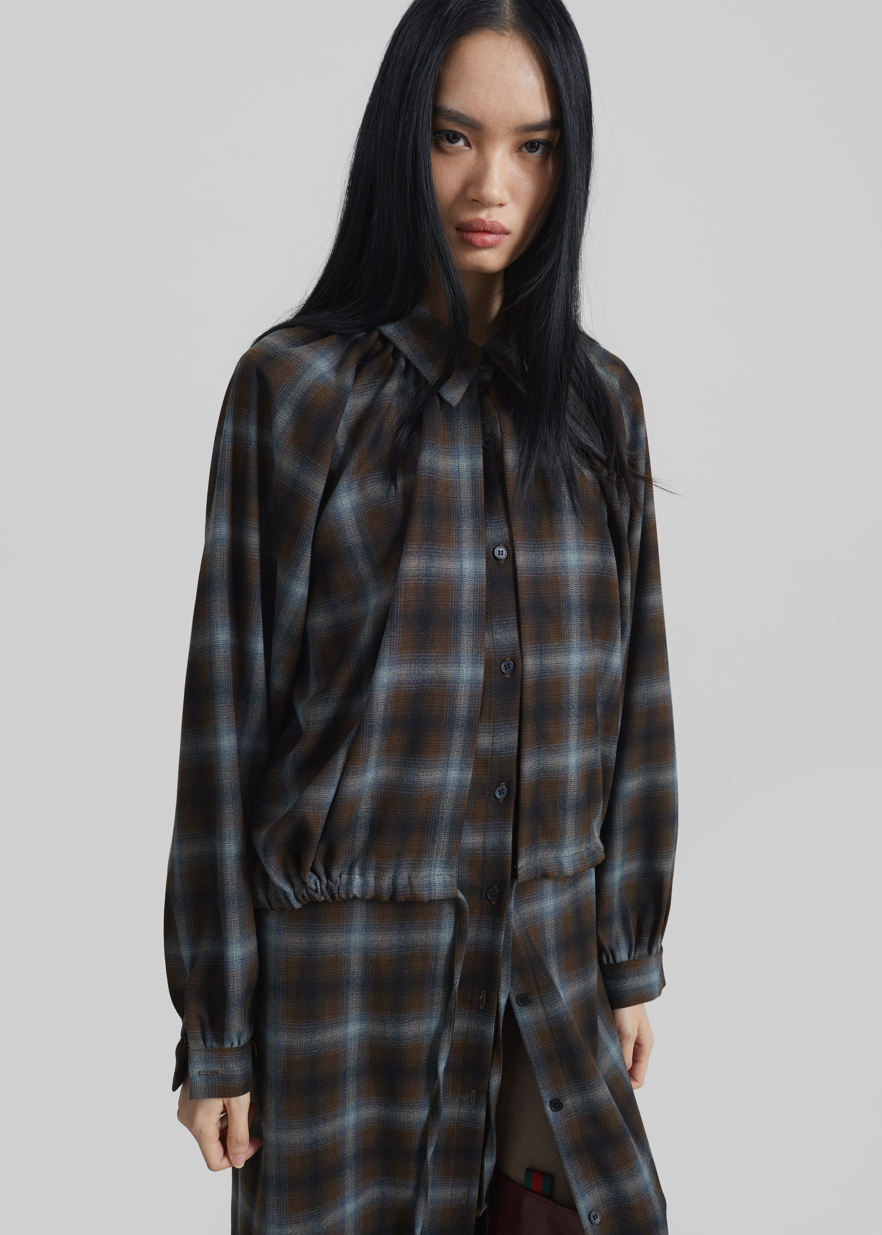 Ebell Layered Shirt Dress - Brown Plaid - Image 6