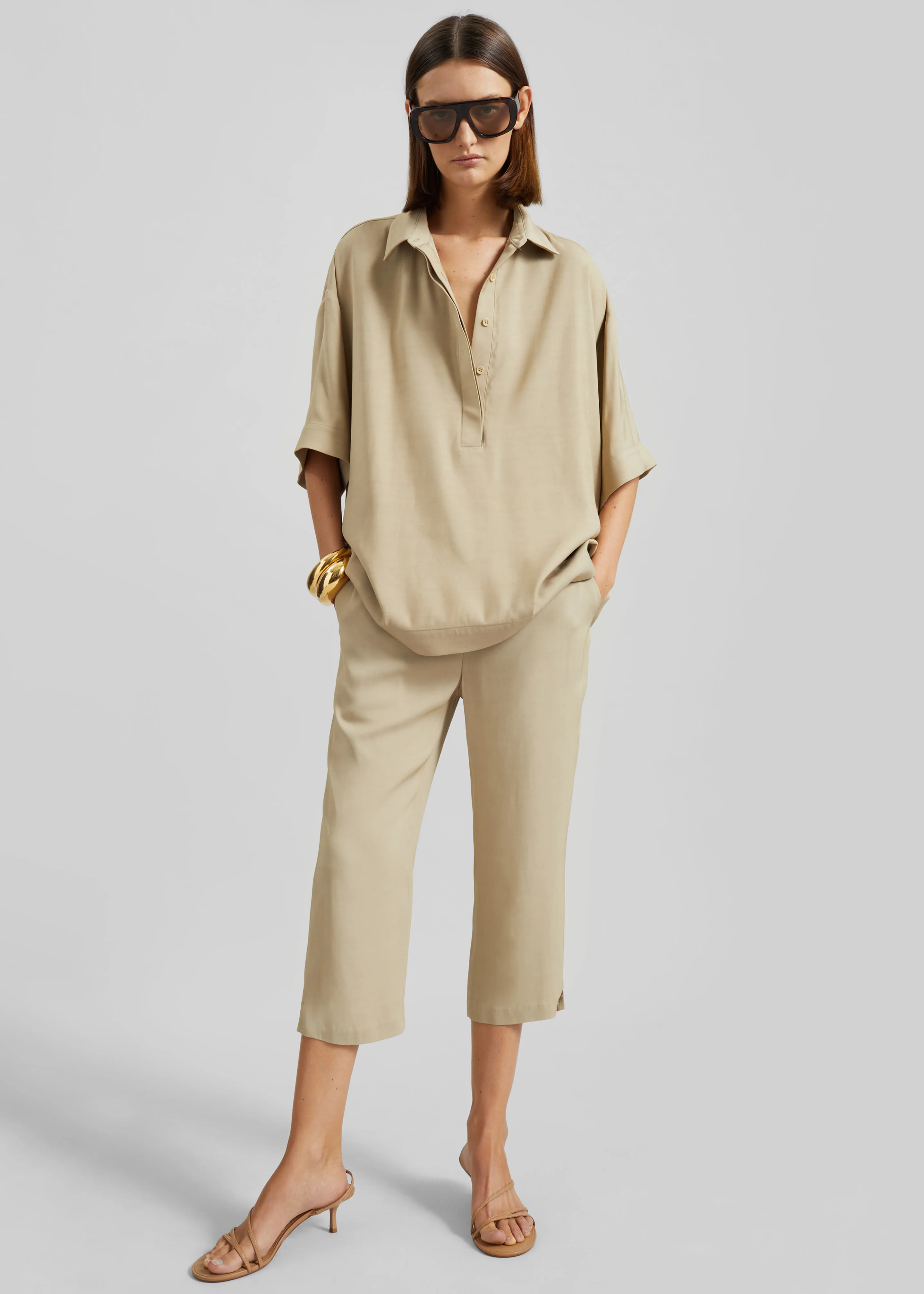 Eda Fluid Polo Shirt - Beige - Image 2