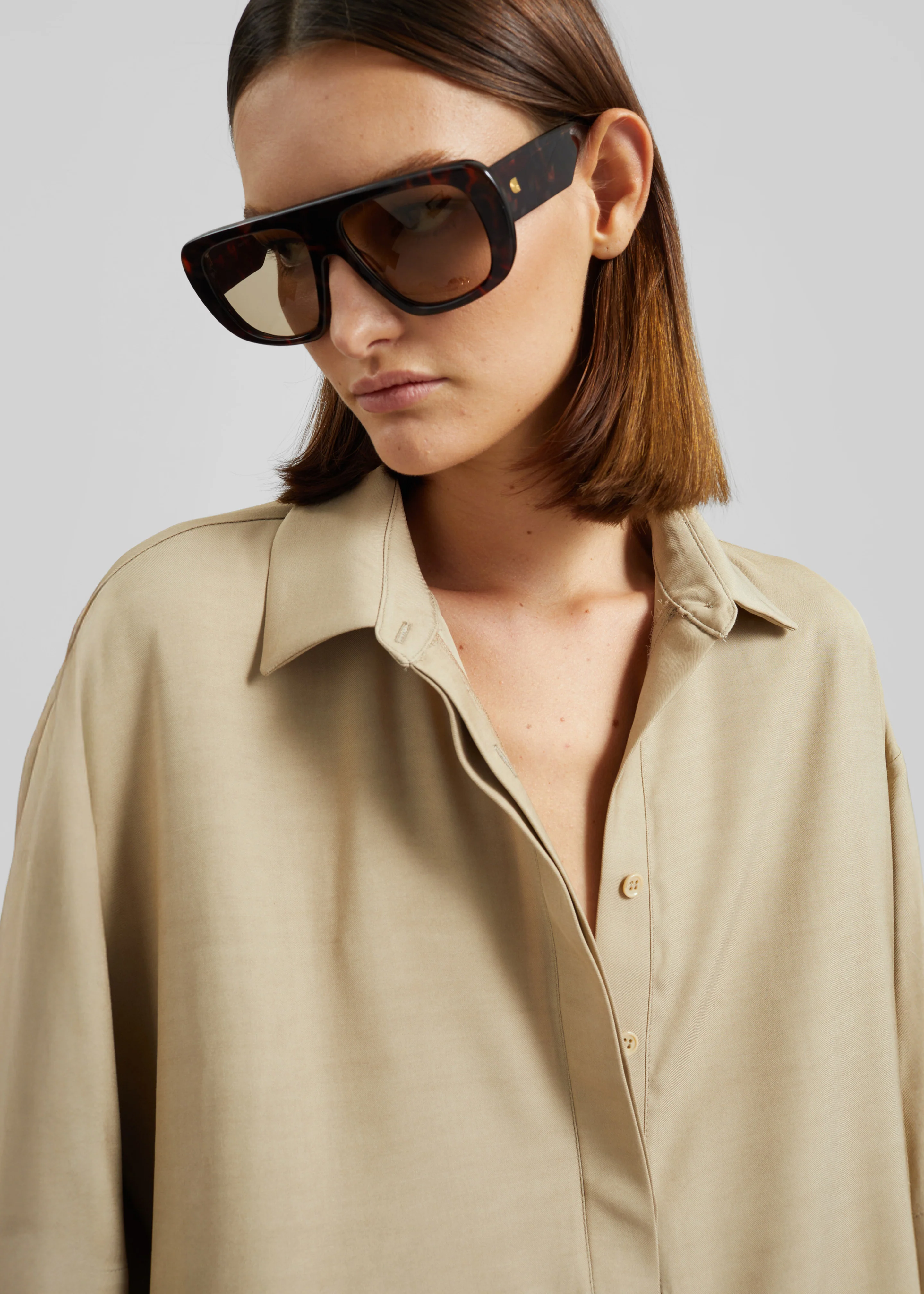 Eda Fluid Polo Shirt - Beige - Image 3