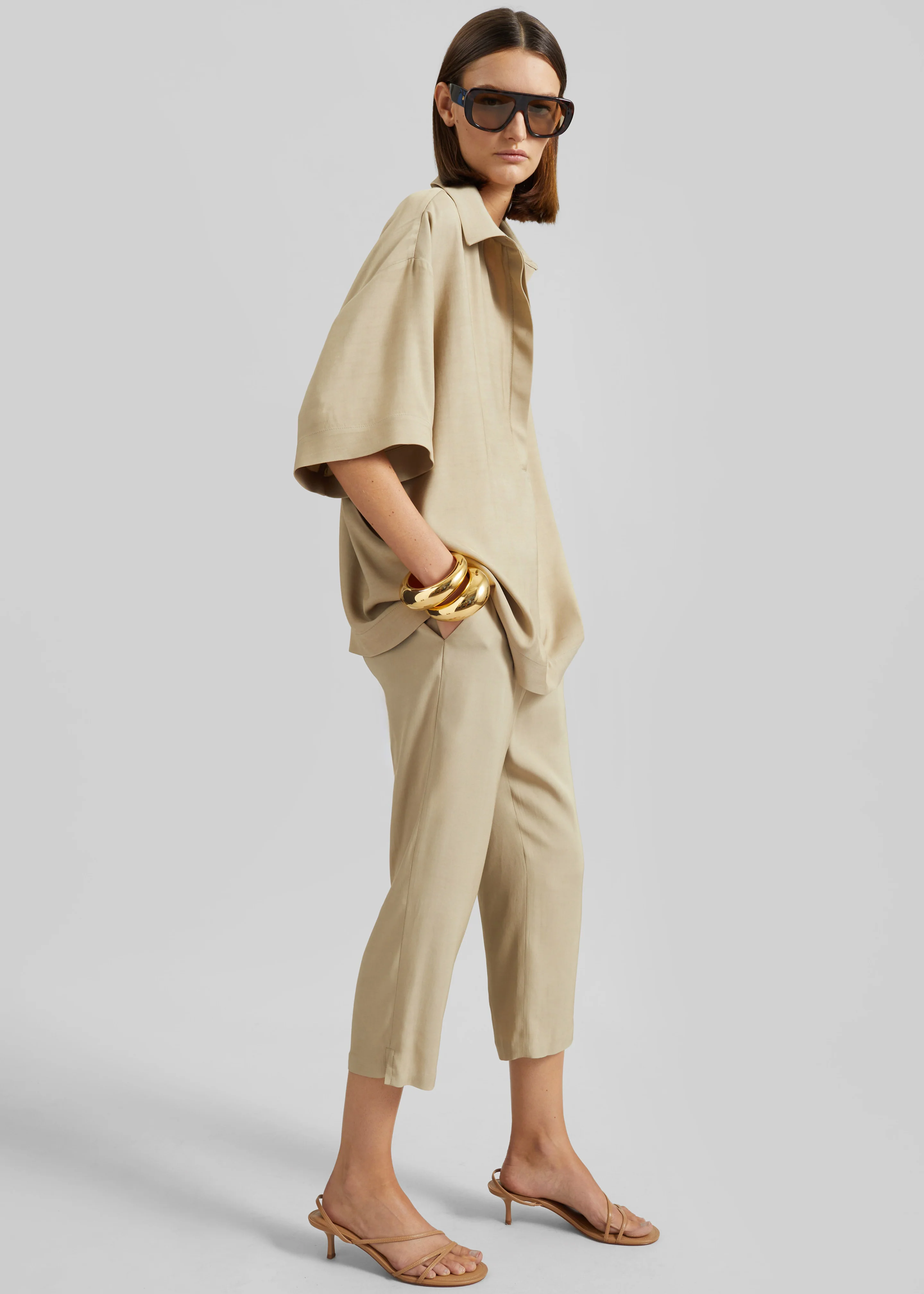Eda Fluid Polo Shirt - Beige - Image 5