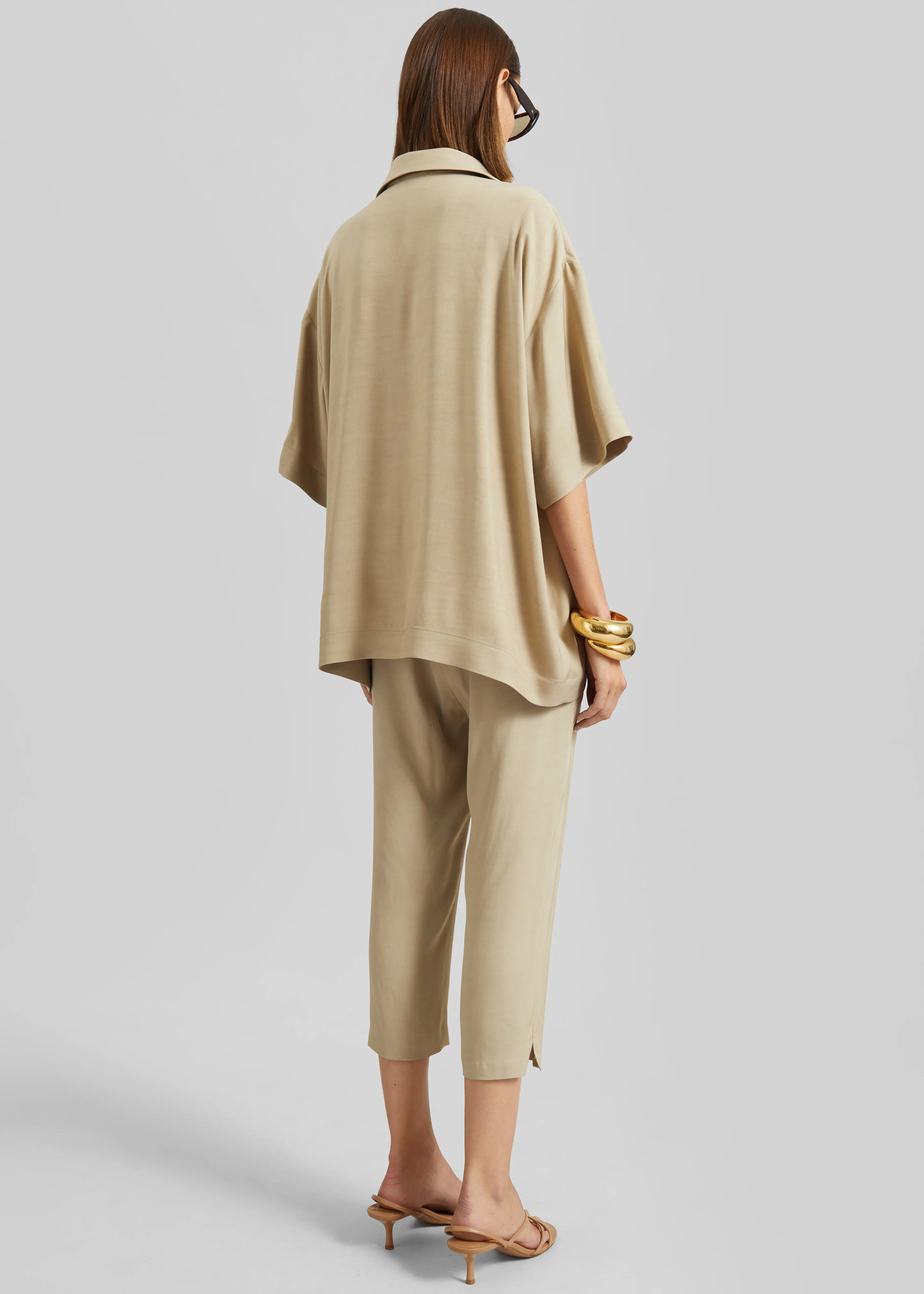 Eda Fluid Polo Shirt - Beige - Image 6