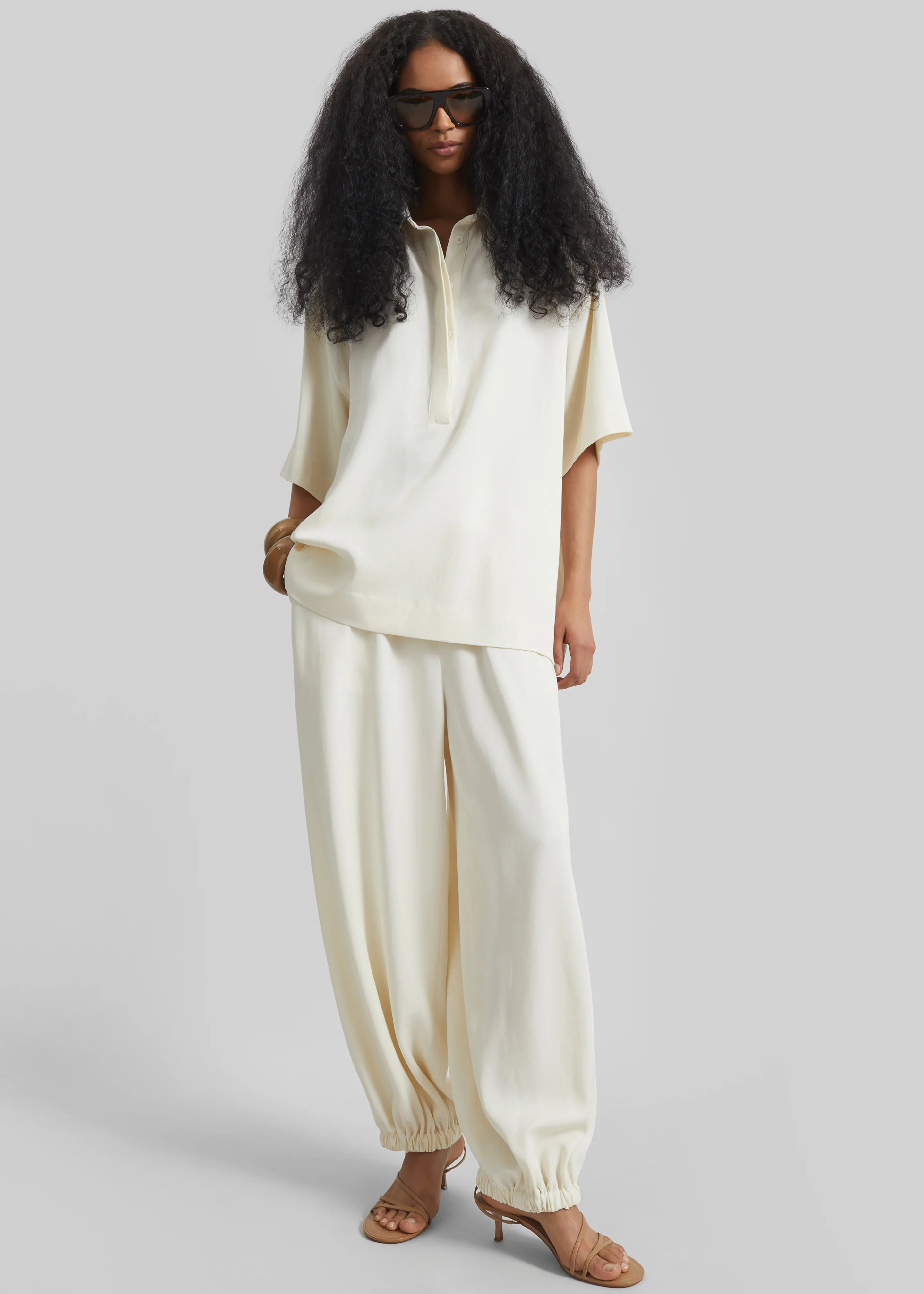 Eda Fluid Polo Shirt - Ivory - Image 2