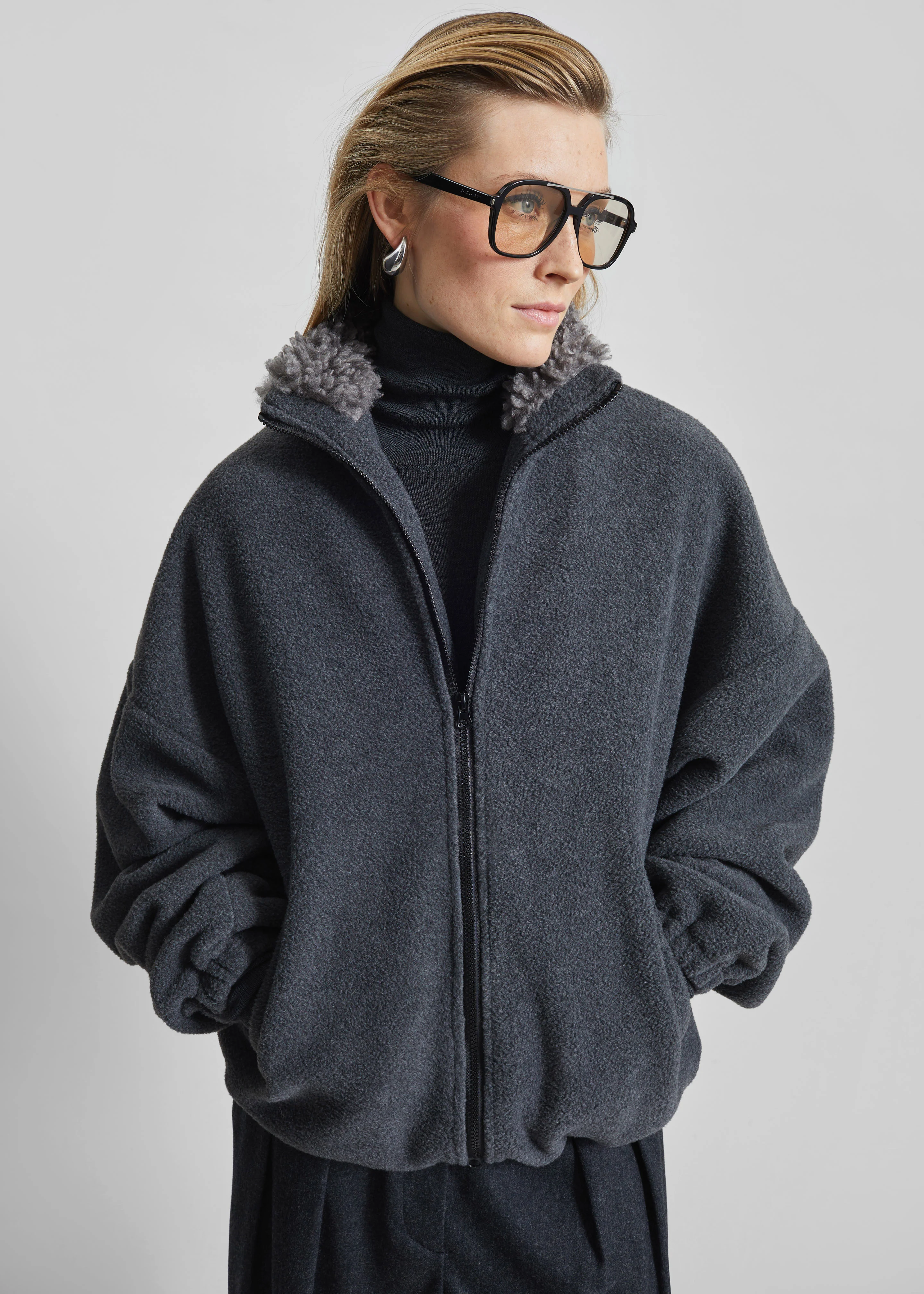 Edane Fleece Jacket - Dark Grey - Image 4