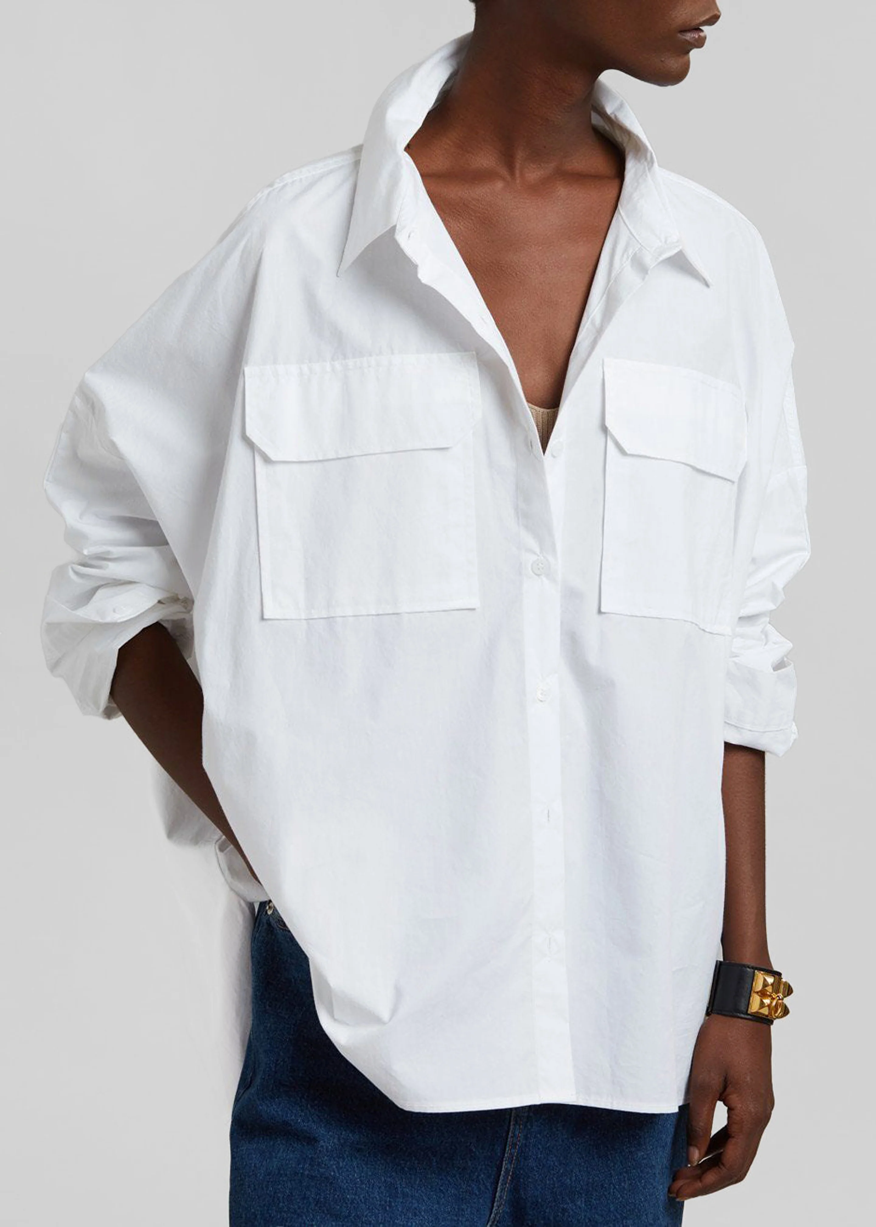 Elara Oversized Shirt - Optic White - Image 5