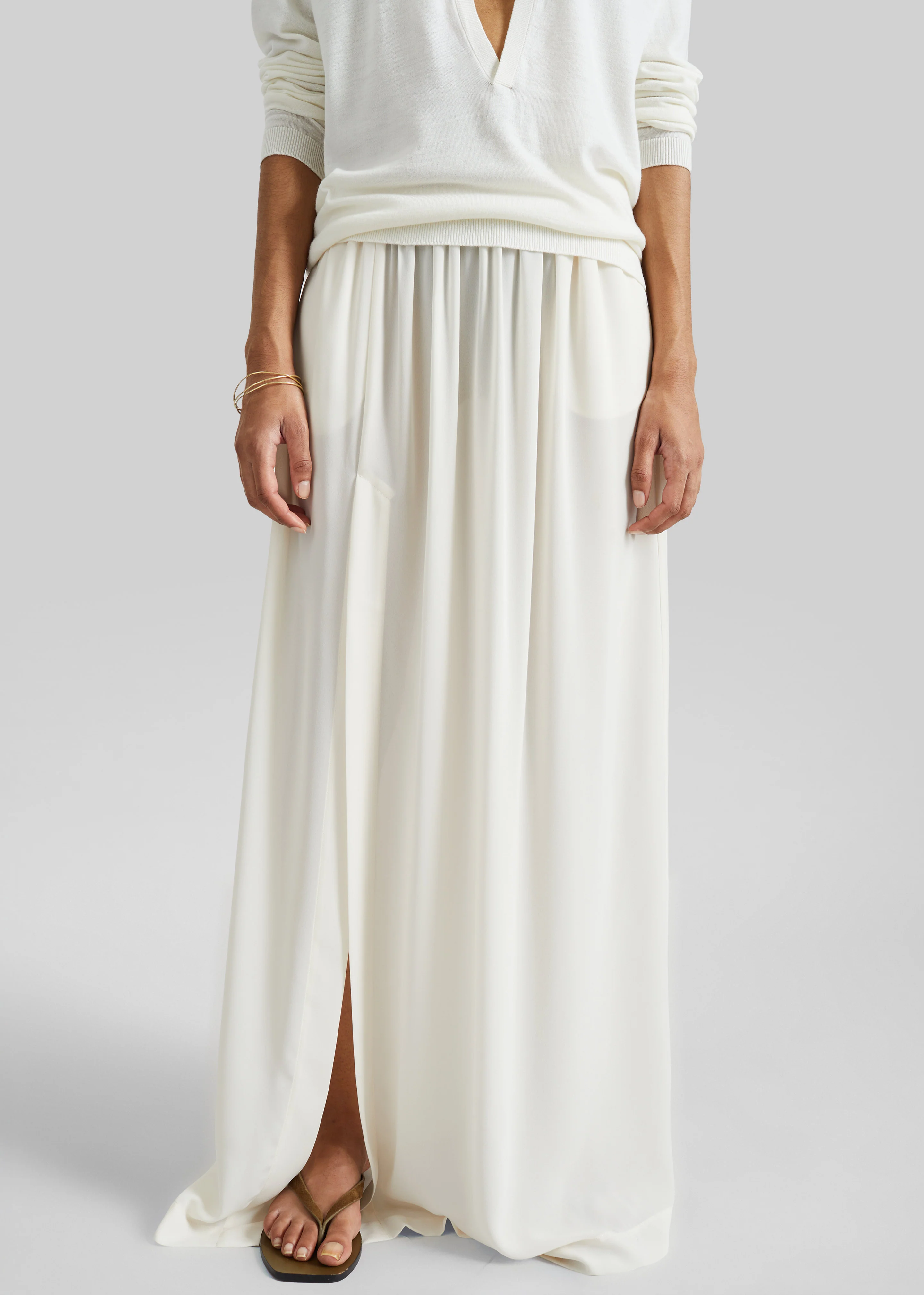 Elie Silk Fluid Maxi Skirt - Ivory - Image 2