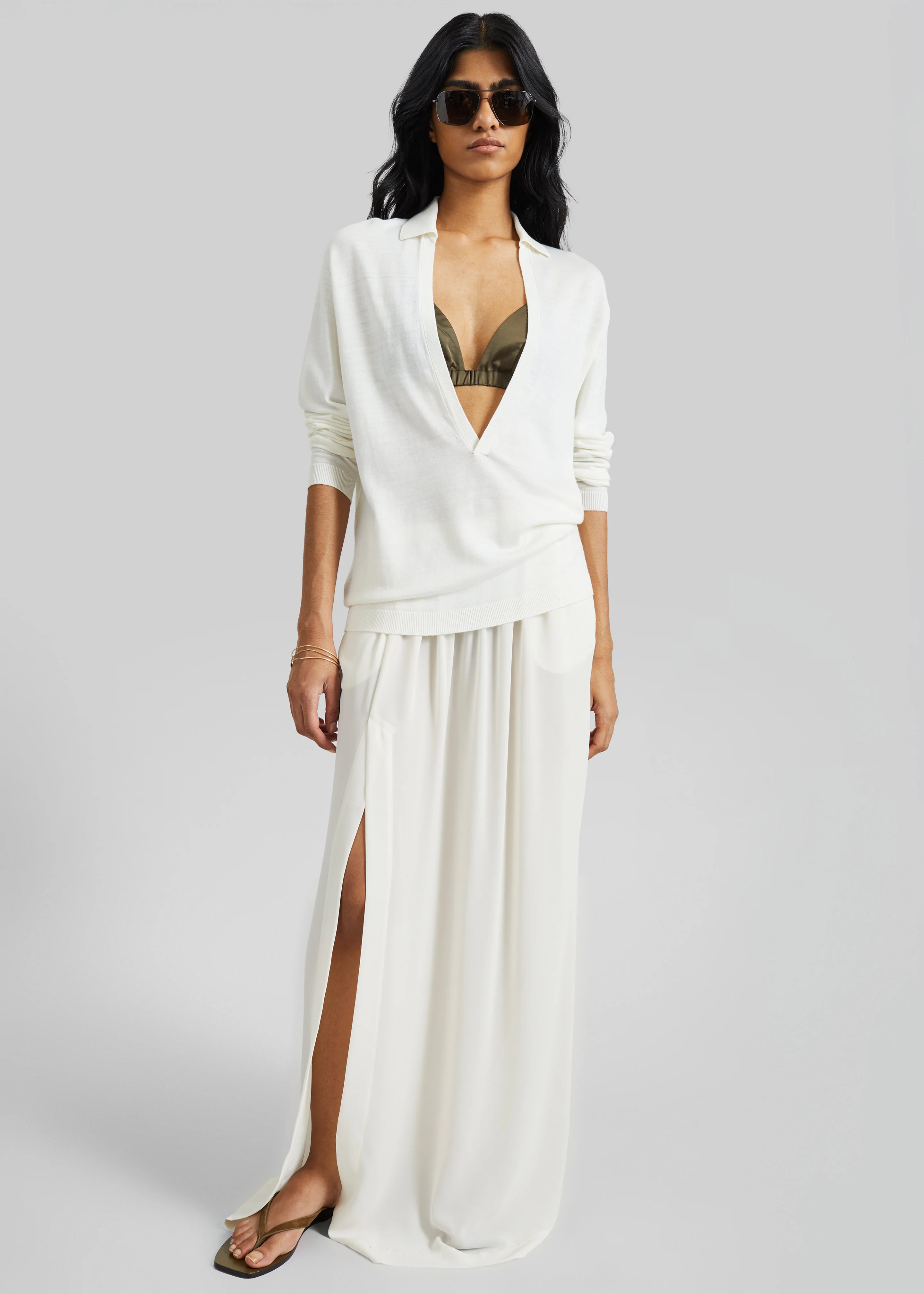 Elie Silk Fluid Maxi Skirt - Ivory - Image 3