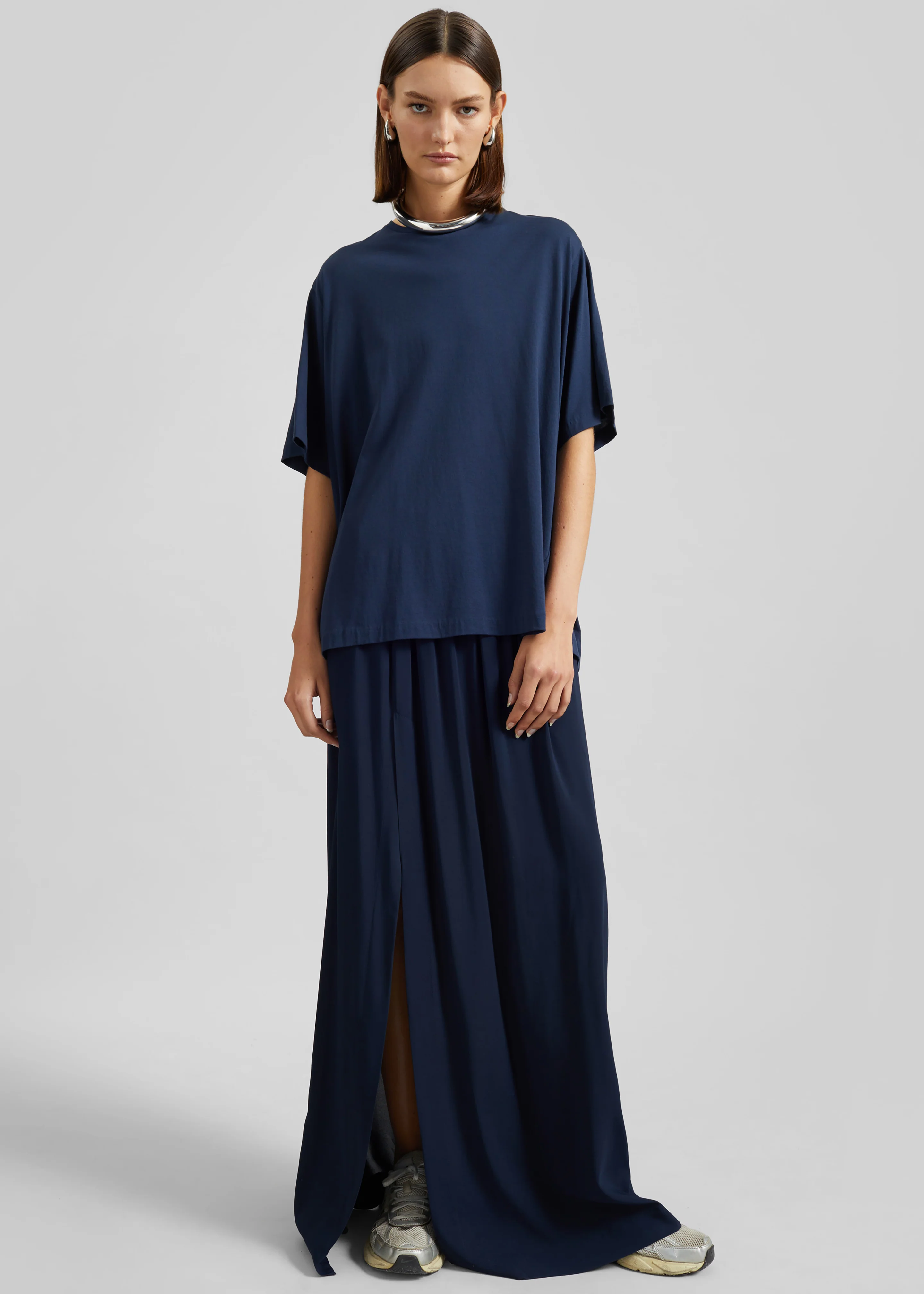 Elie Silk Fluid Maxi Skirt - Navy - Image 4