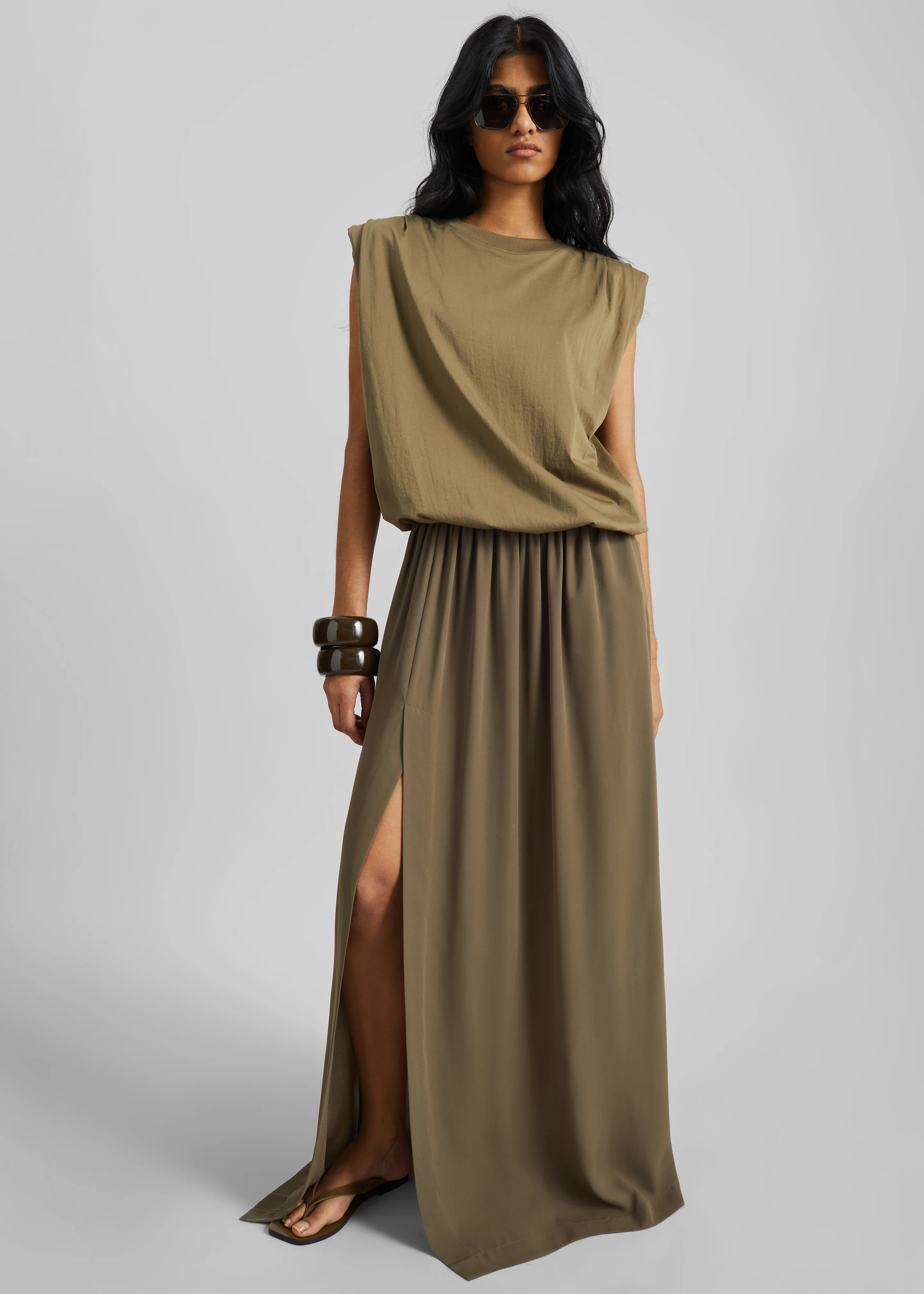 Elie Silk Fluid Maxi Skirt - Olive - Image 3