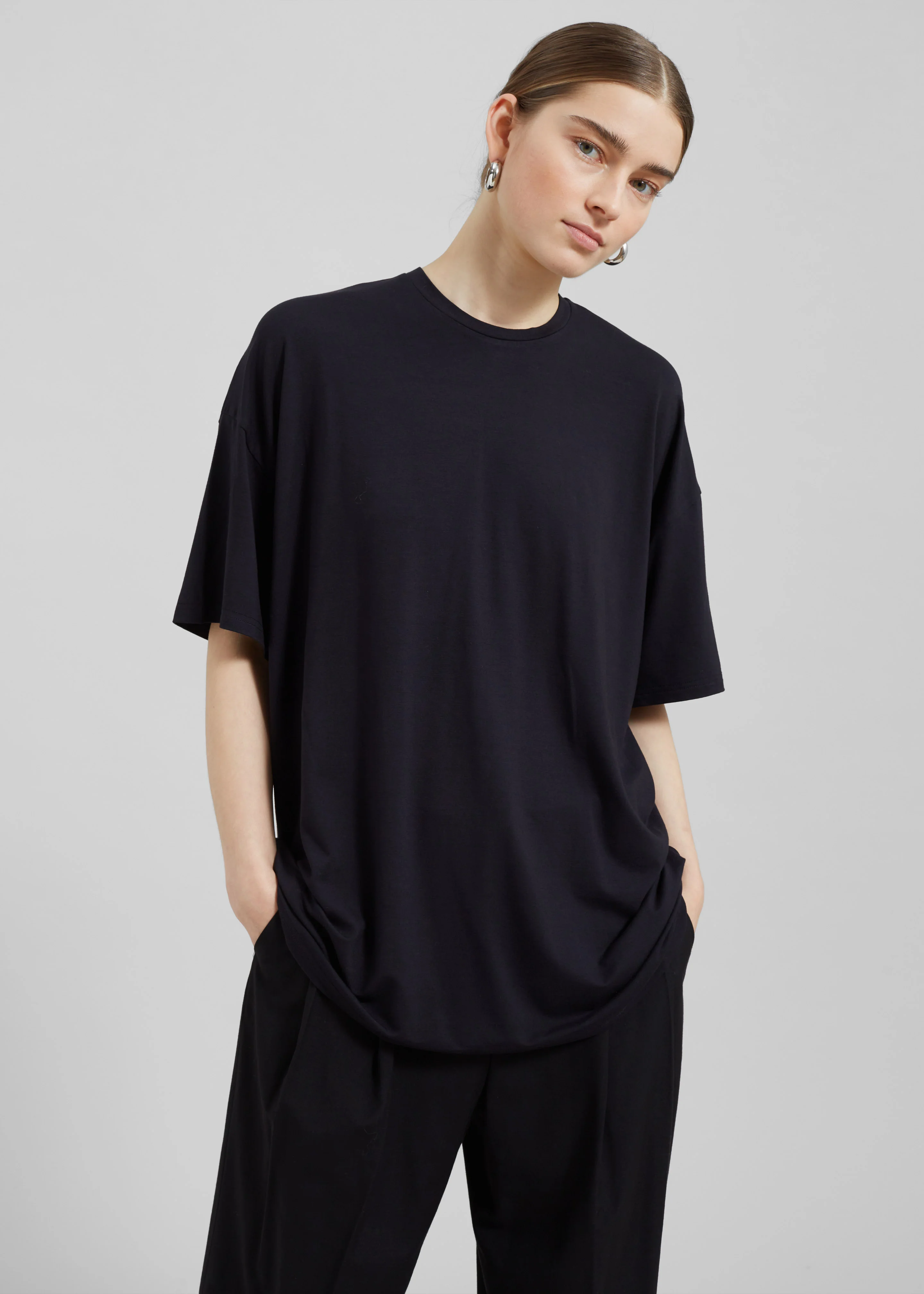 Ella Boxy Tee - Black - Image 3
