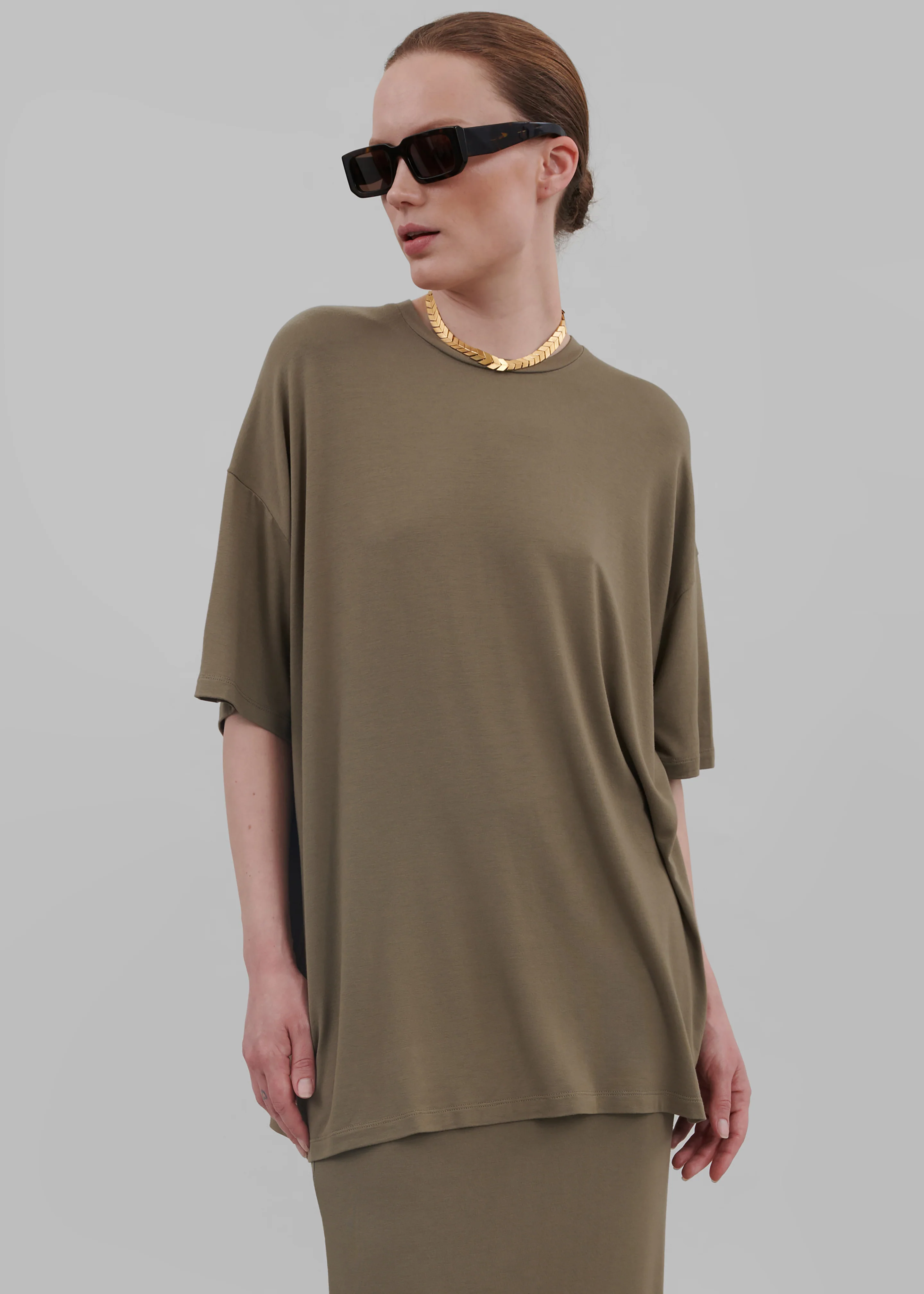 Ella Boxy Tee - Khaki Brown - Image 8