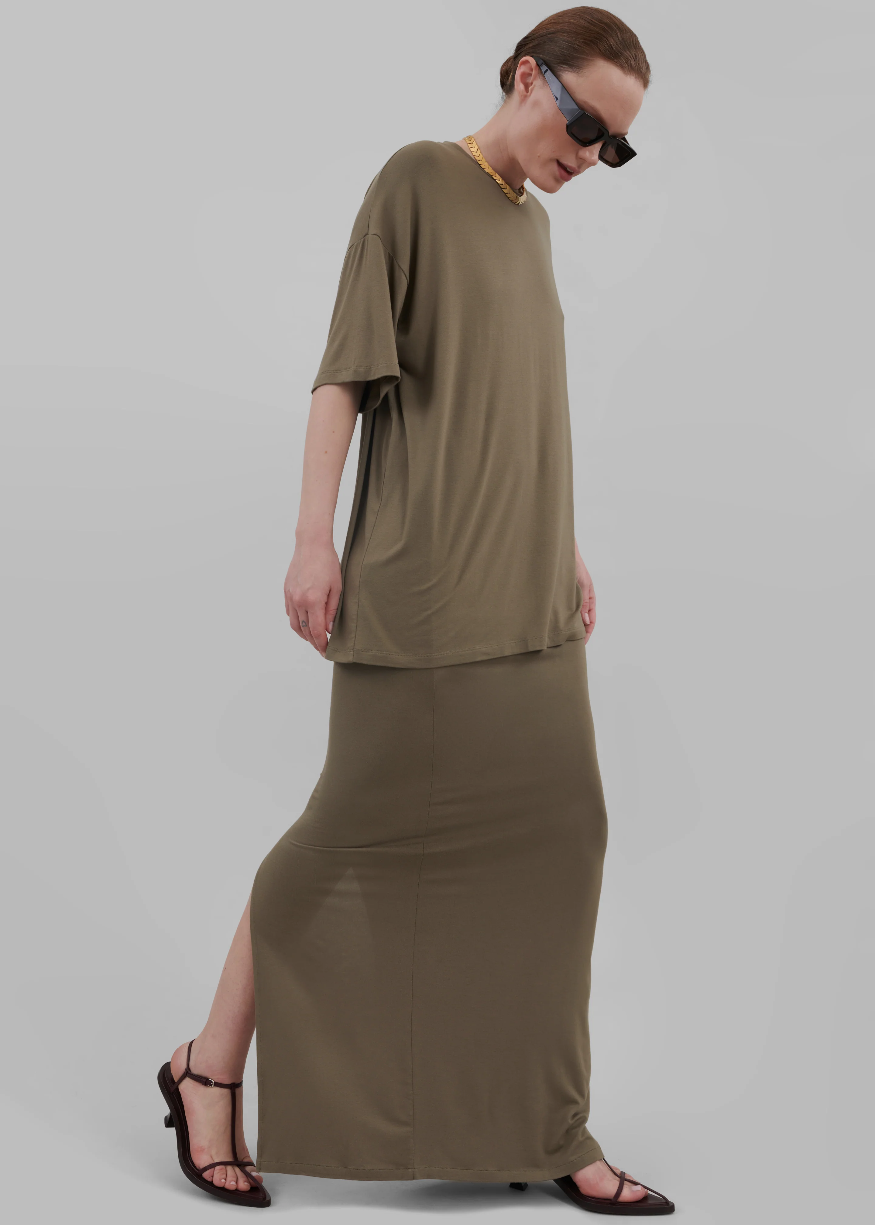 Ella Maxi Skirt - Khaki Brown - Image 7