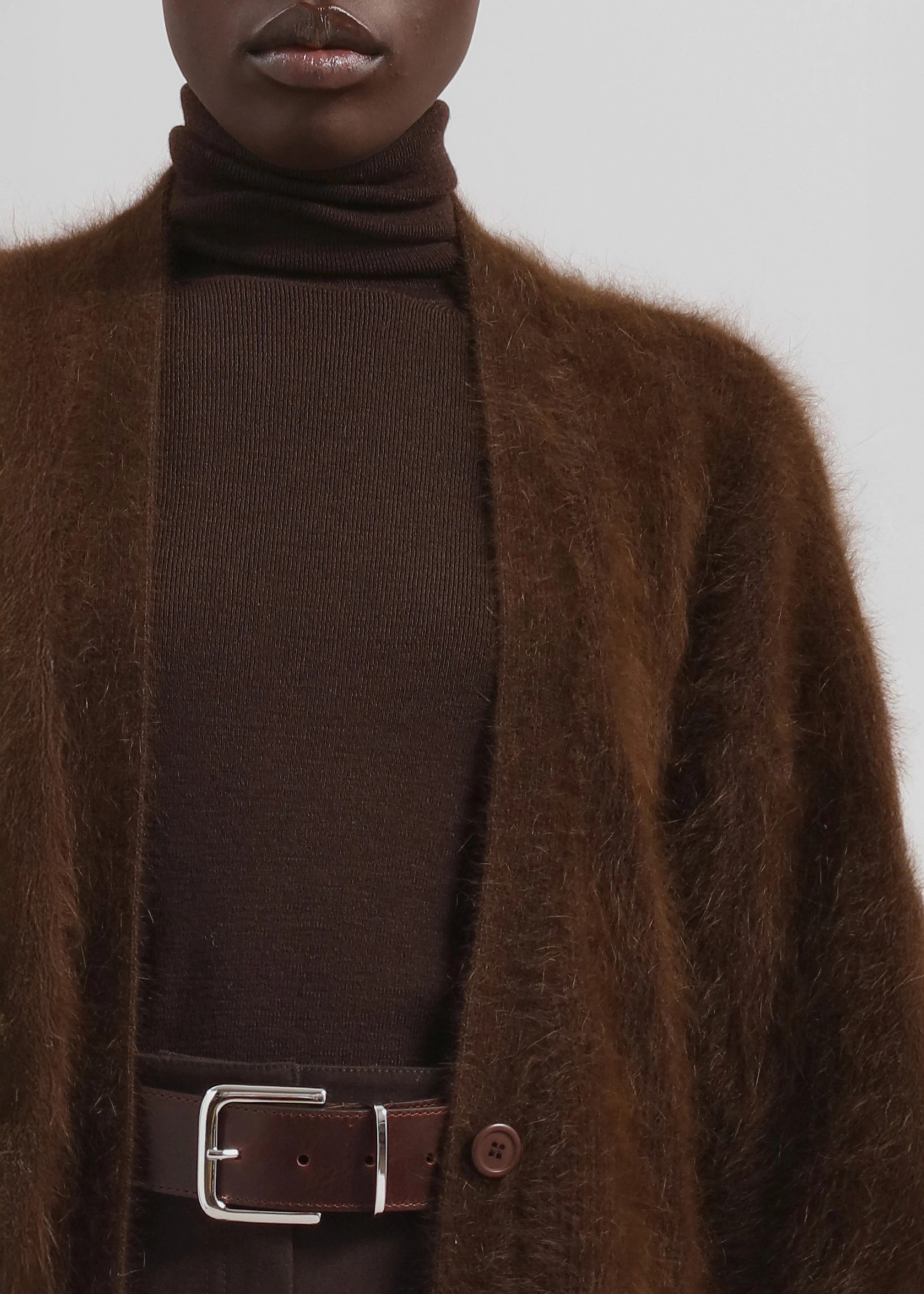 Elland Oversized Alpaca Cardigan - Olive Brown - Image 3