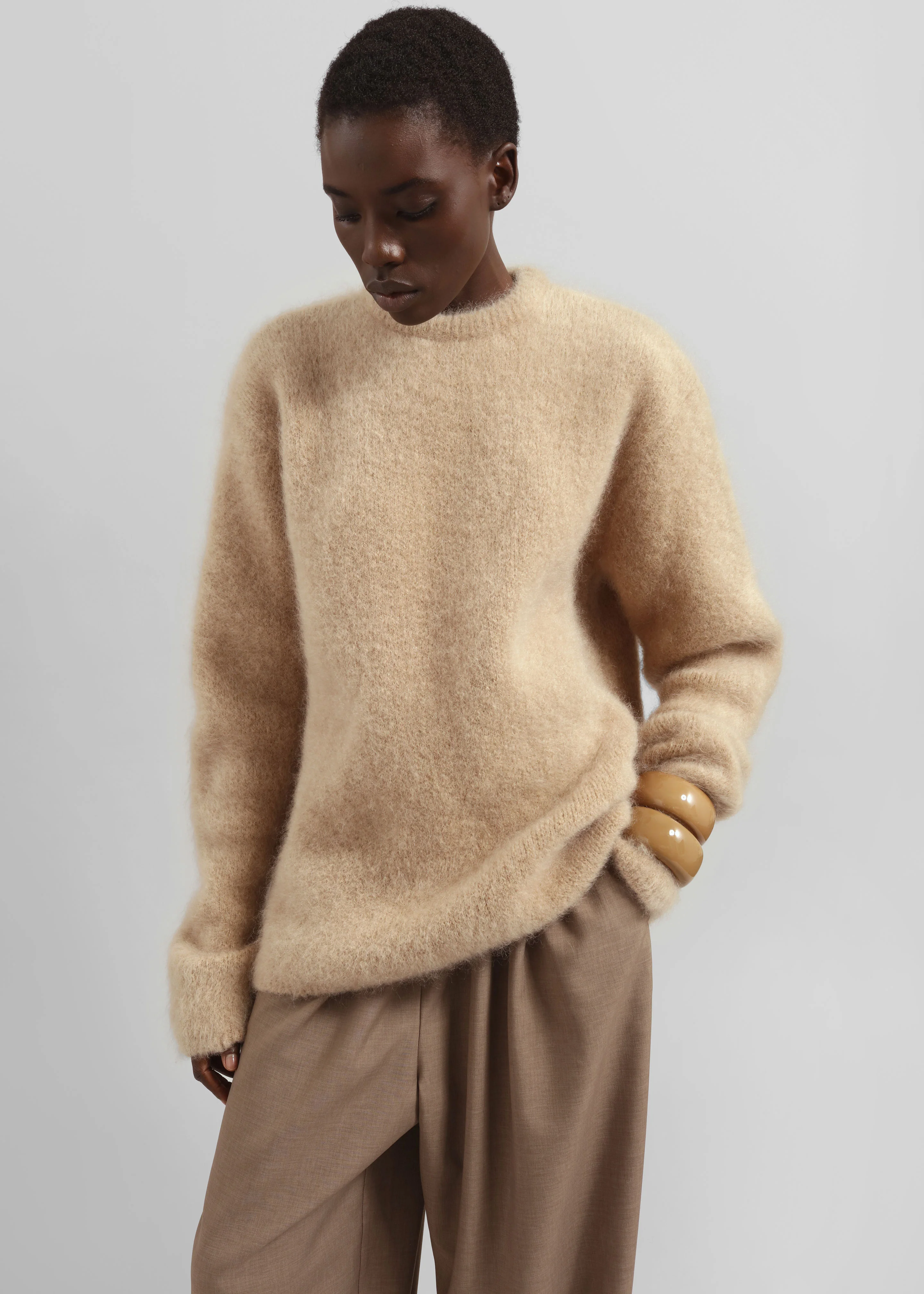 Ellery Mohair Crewneck Sweater - Beige - Image 6