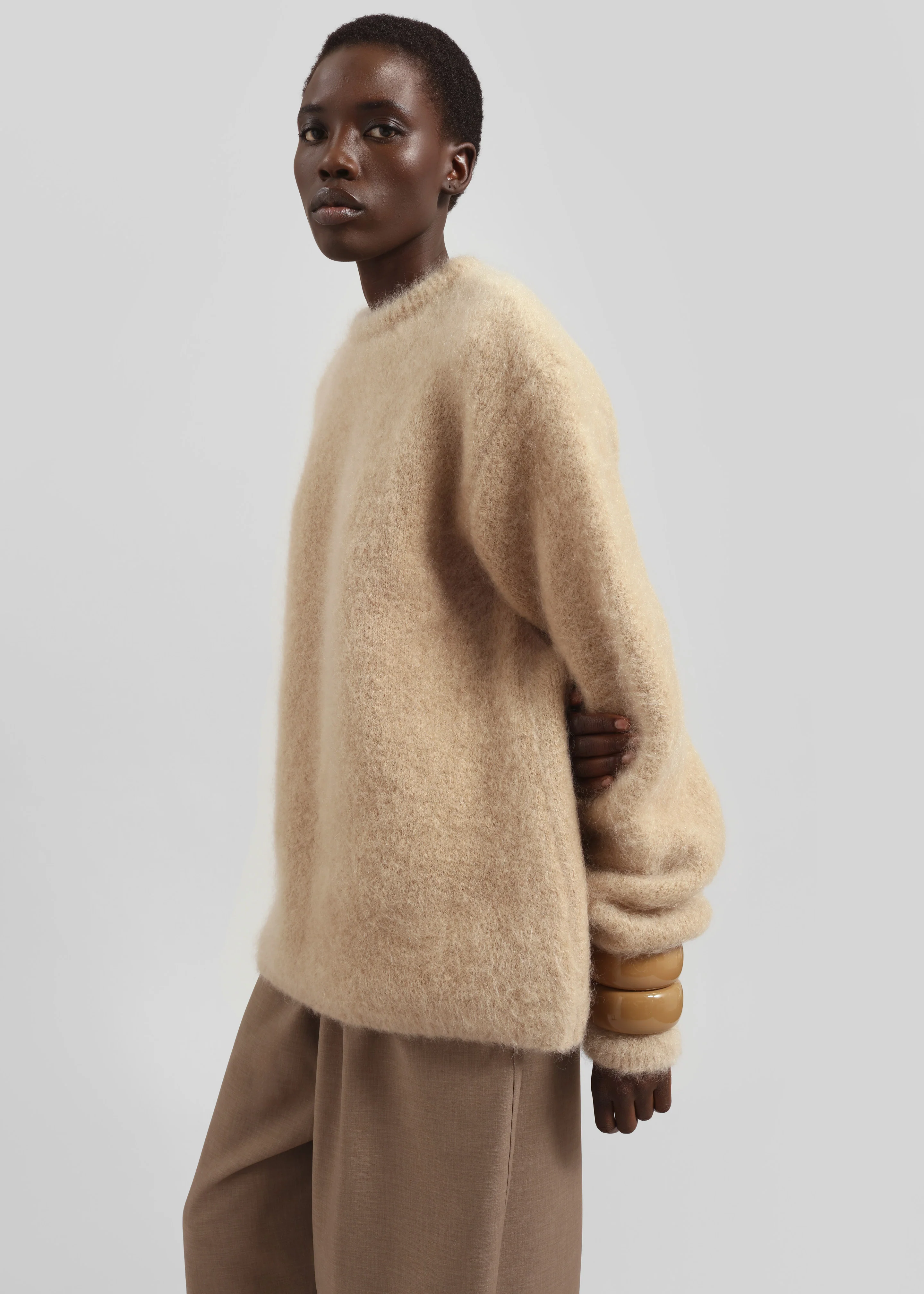 Ellery Mohair Crewneck Sweater - Beige - Image 7
