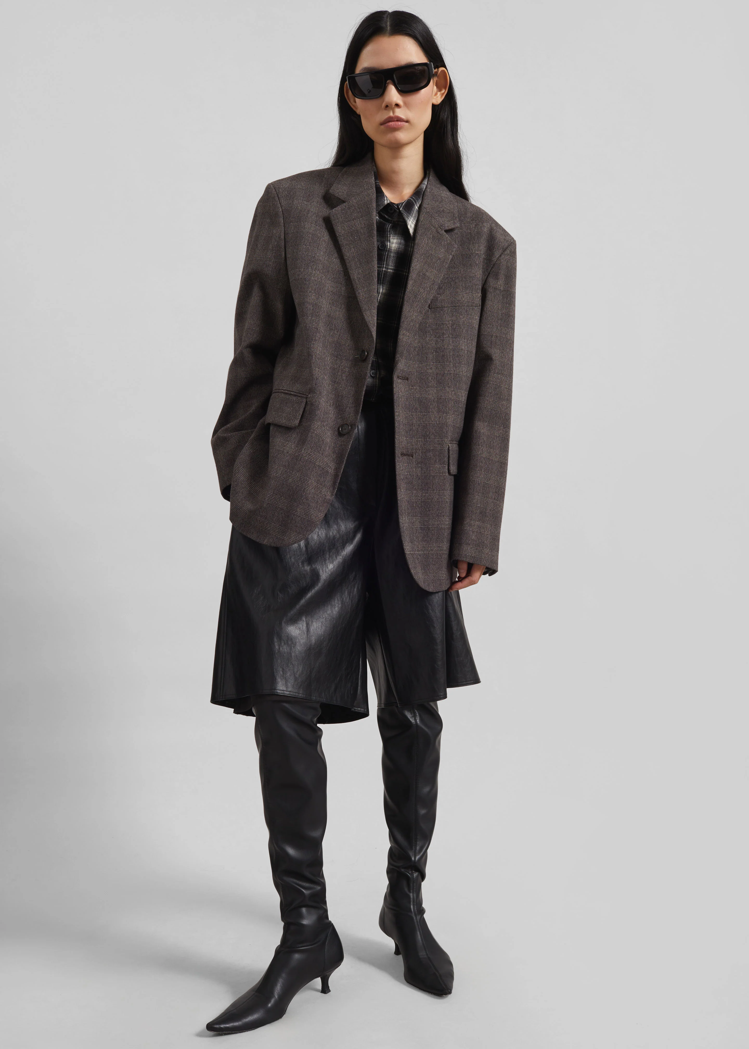 Ellory Padded Blazer - Brown Glen Plaid - Image 2
