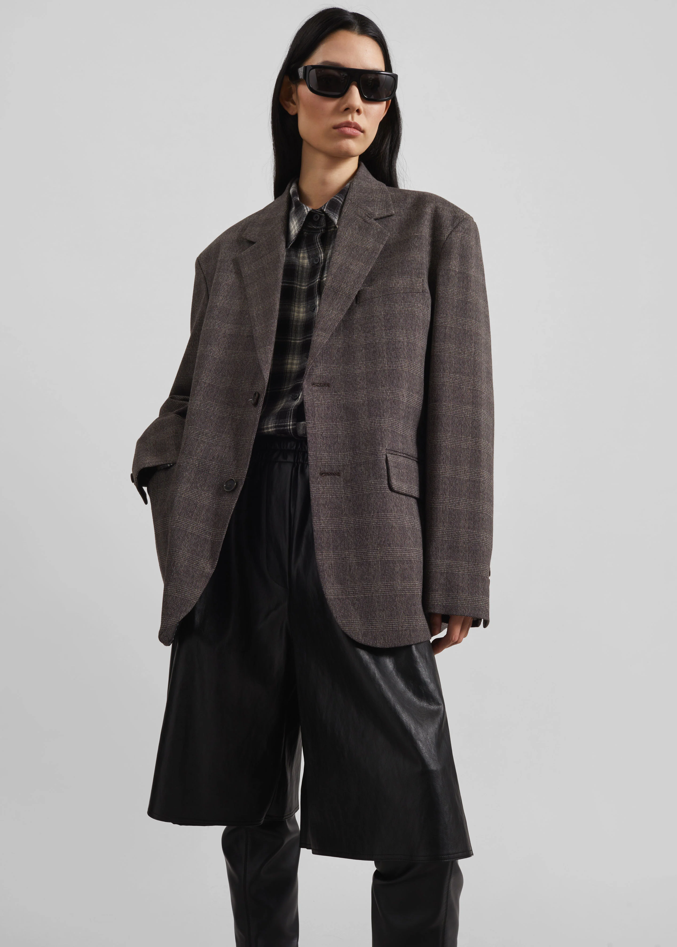 Ellory Padded Blazer - Brown Glen Plaid - Image 4