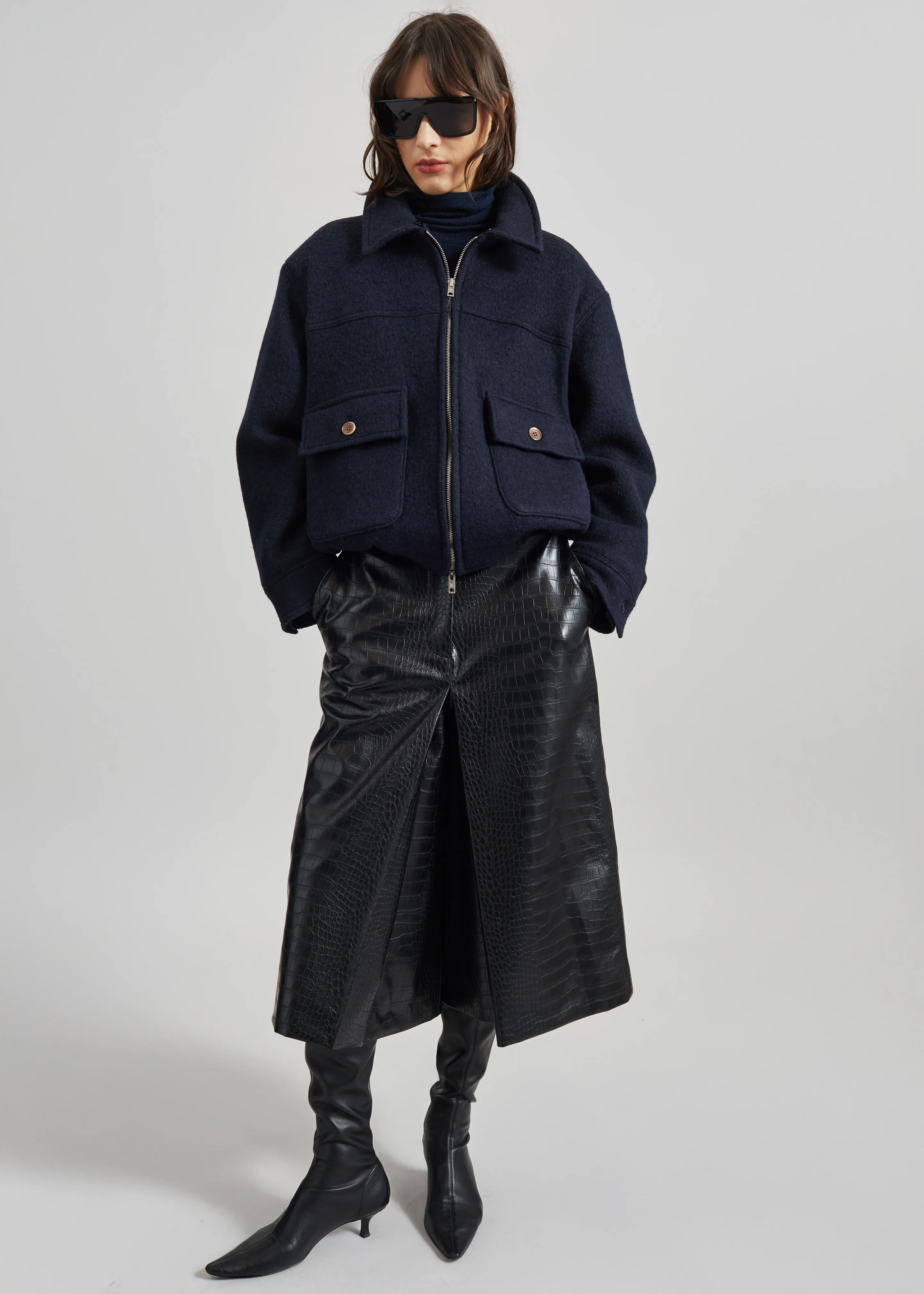 Elmont Brushed Wool Quilted Jacket - Dark Navy - Image 2