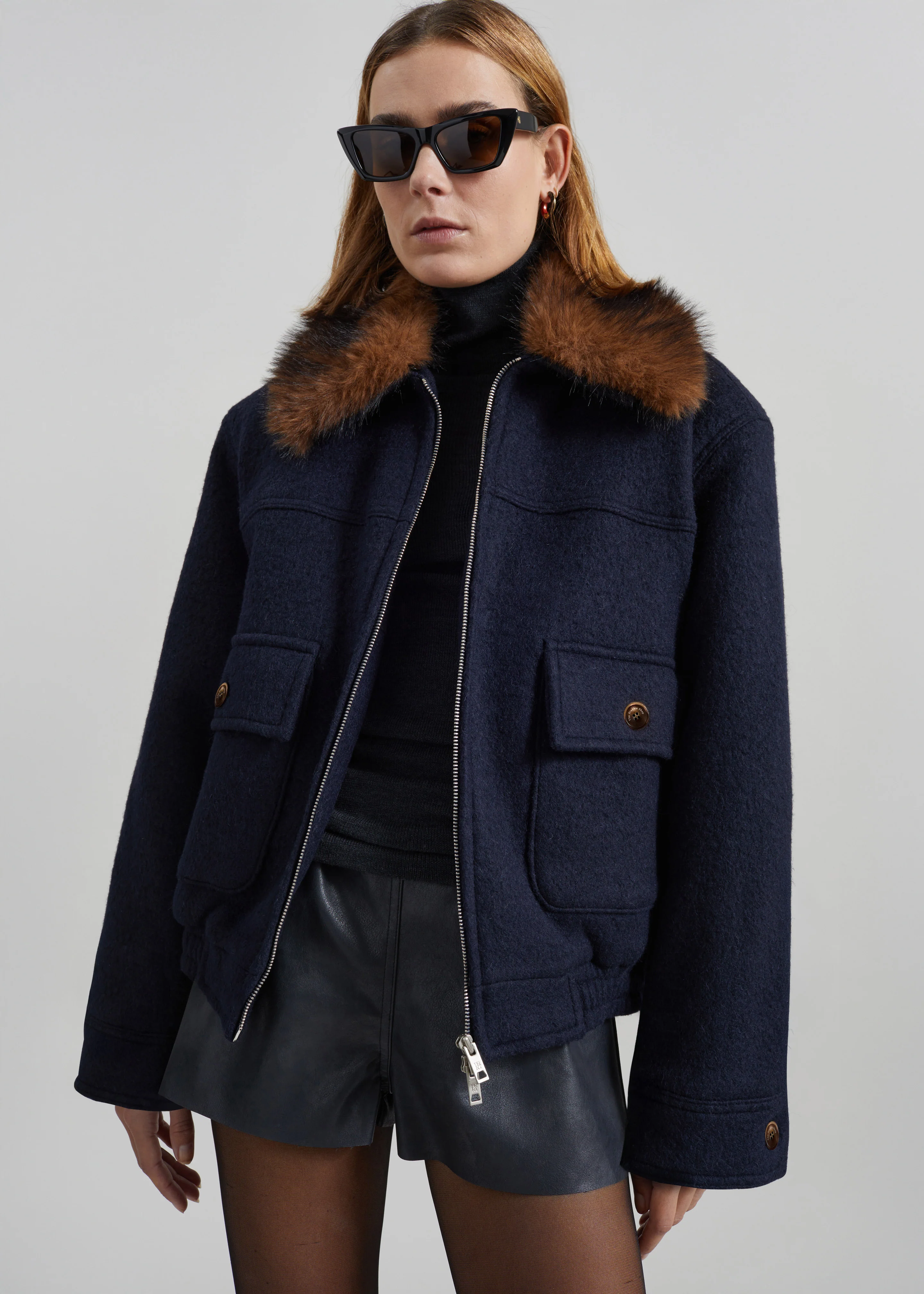 Elmont Brushed Wool Quilted Jacket - Dark Navy - Image 6
