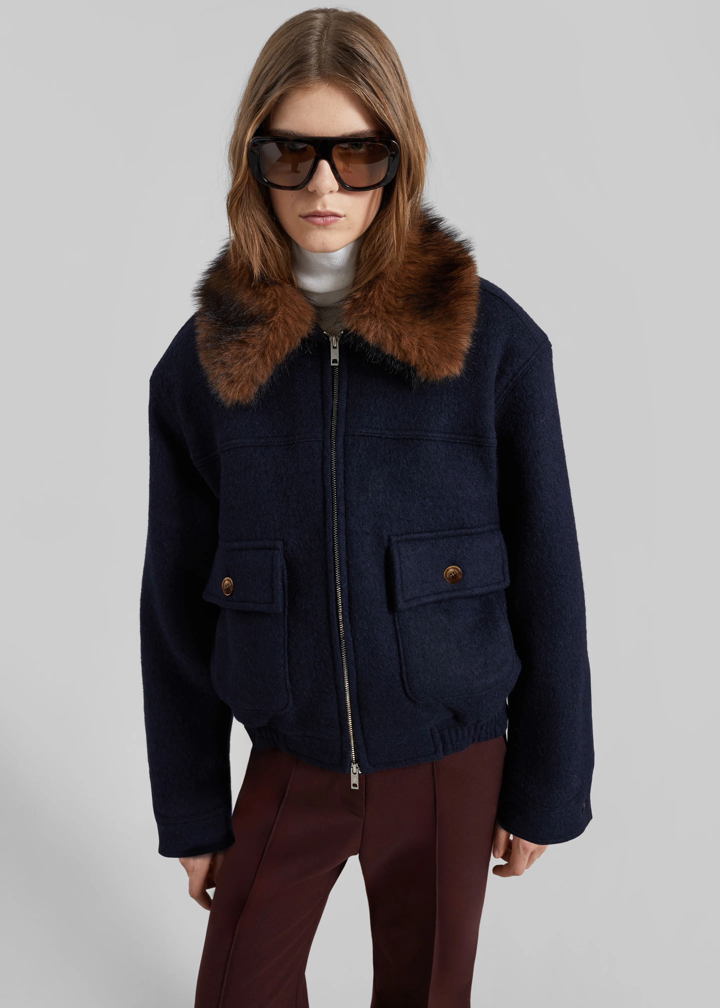 Elmont Brushed Wool Quilted Jacket - Dark Navy - Image 8