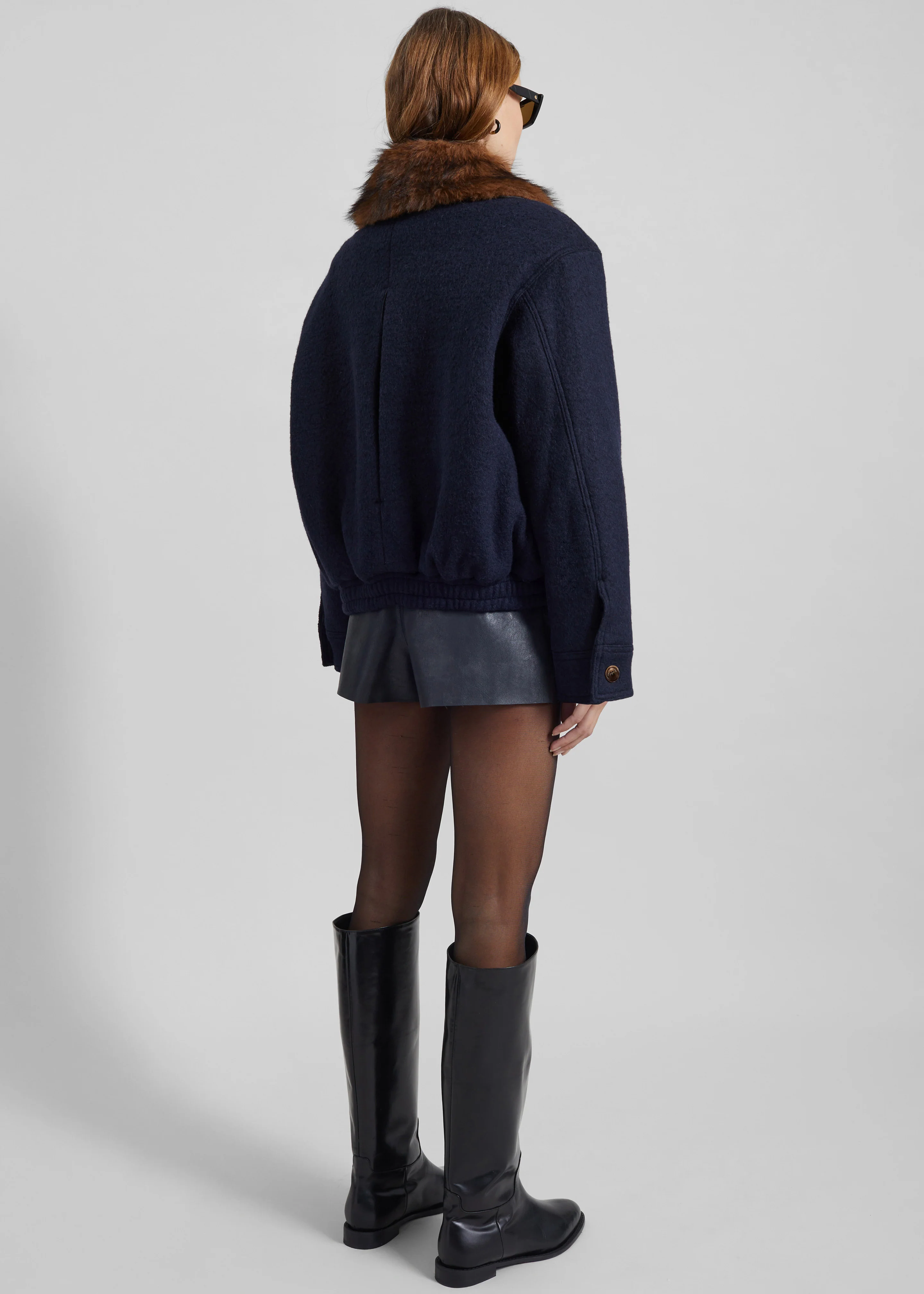 Elmont Brushed Wool Quilted Jacket - Dark Navy - Image 9