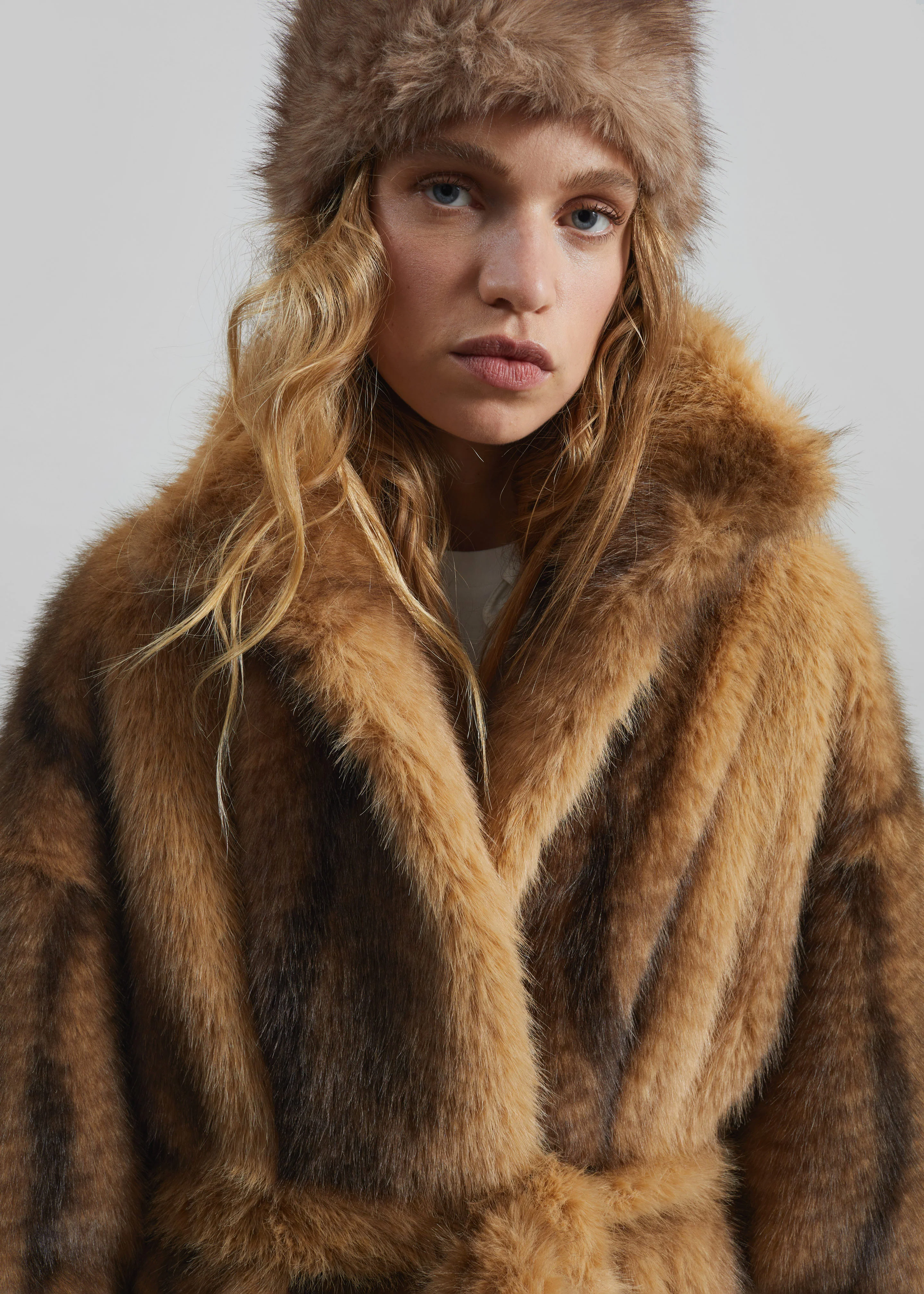 Elne Faux Fur Hair Band - Beige Melange - Image 2