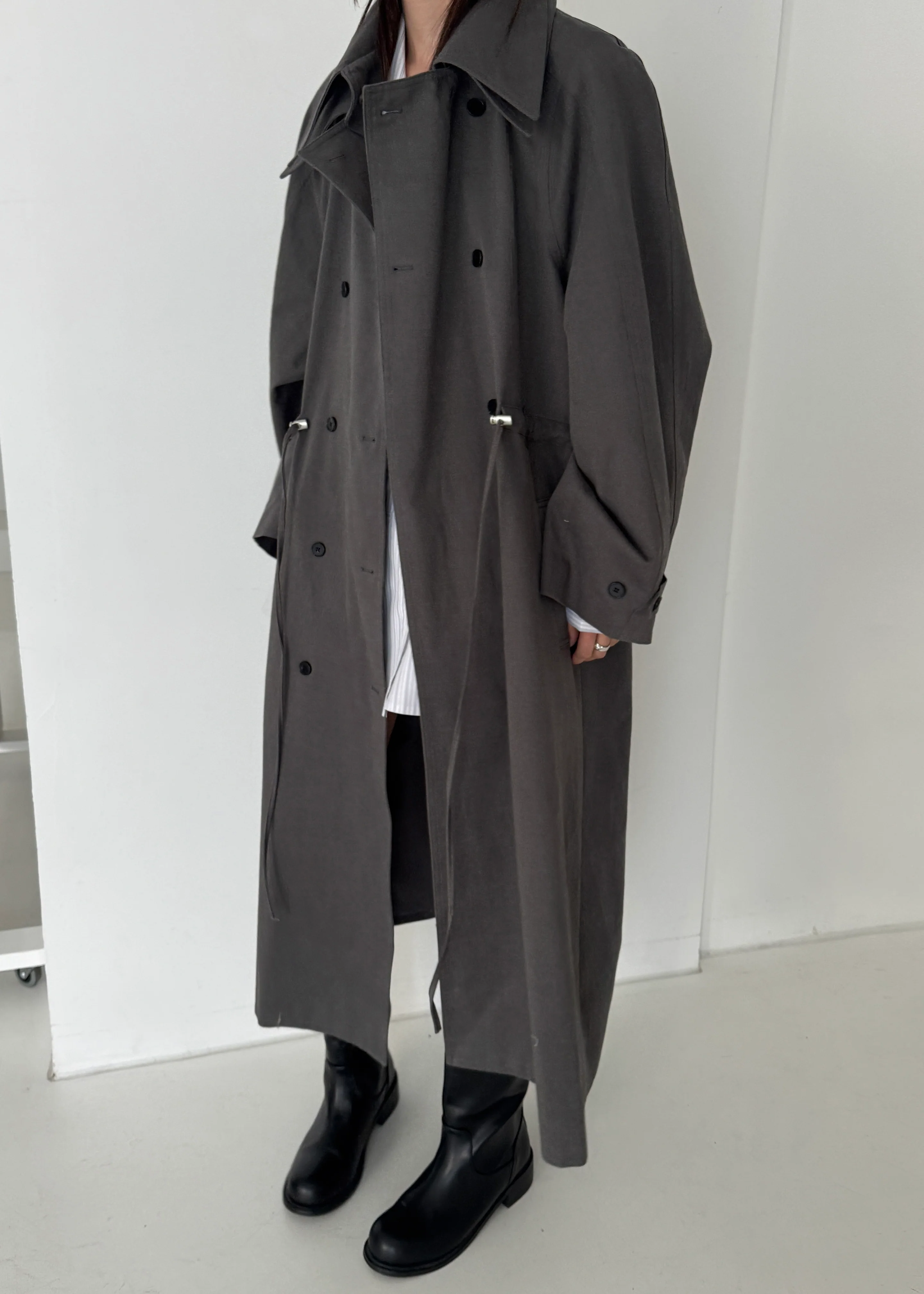 Elrod Drawstring Trench - Grey - Image 2