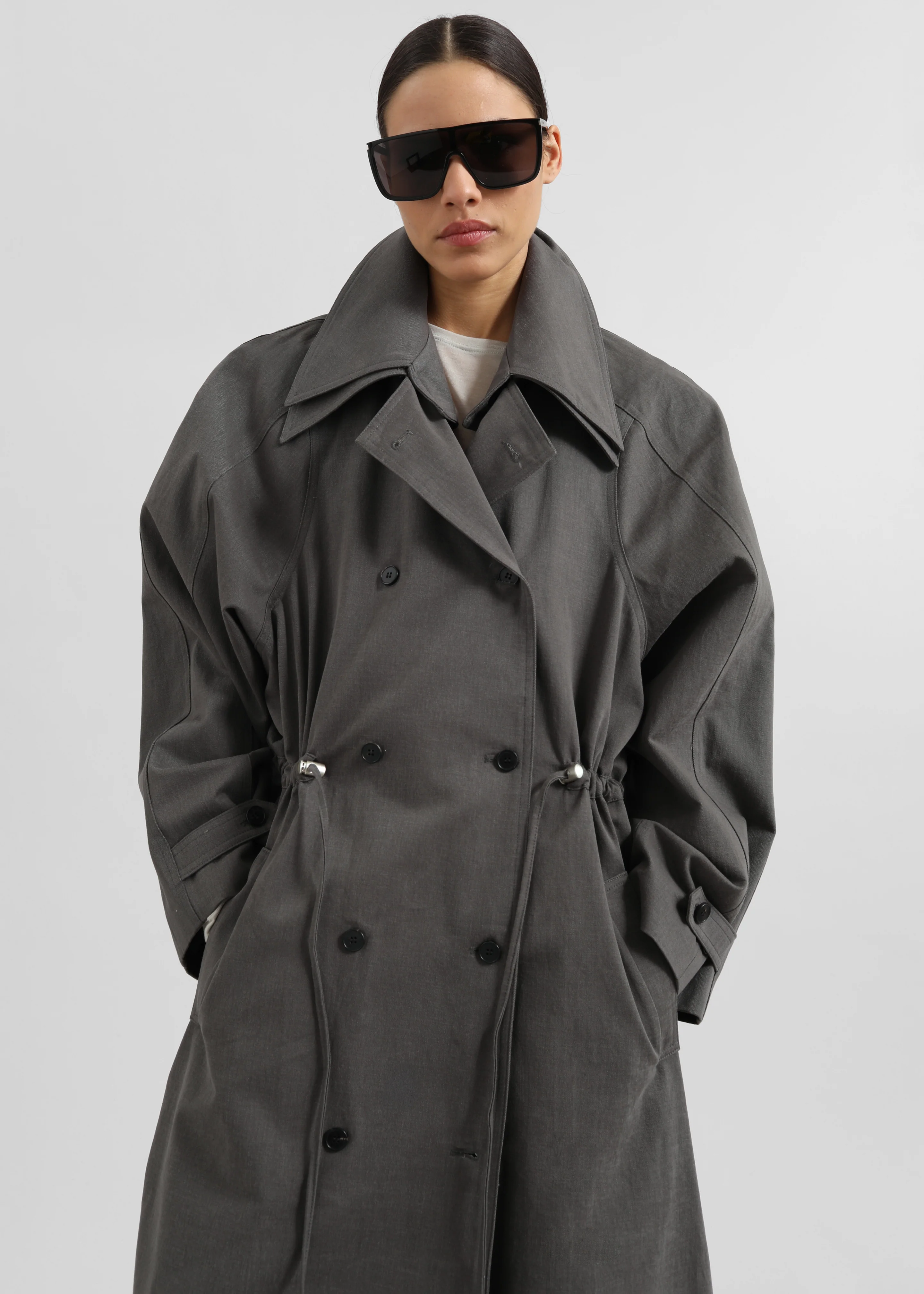 Elrod Drawstring Trench - Grey - Image 3