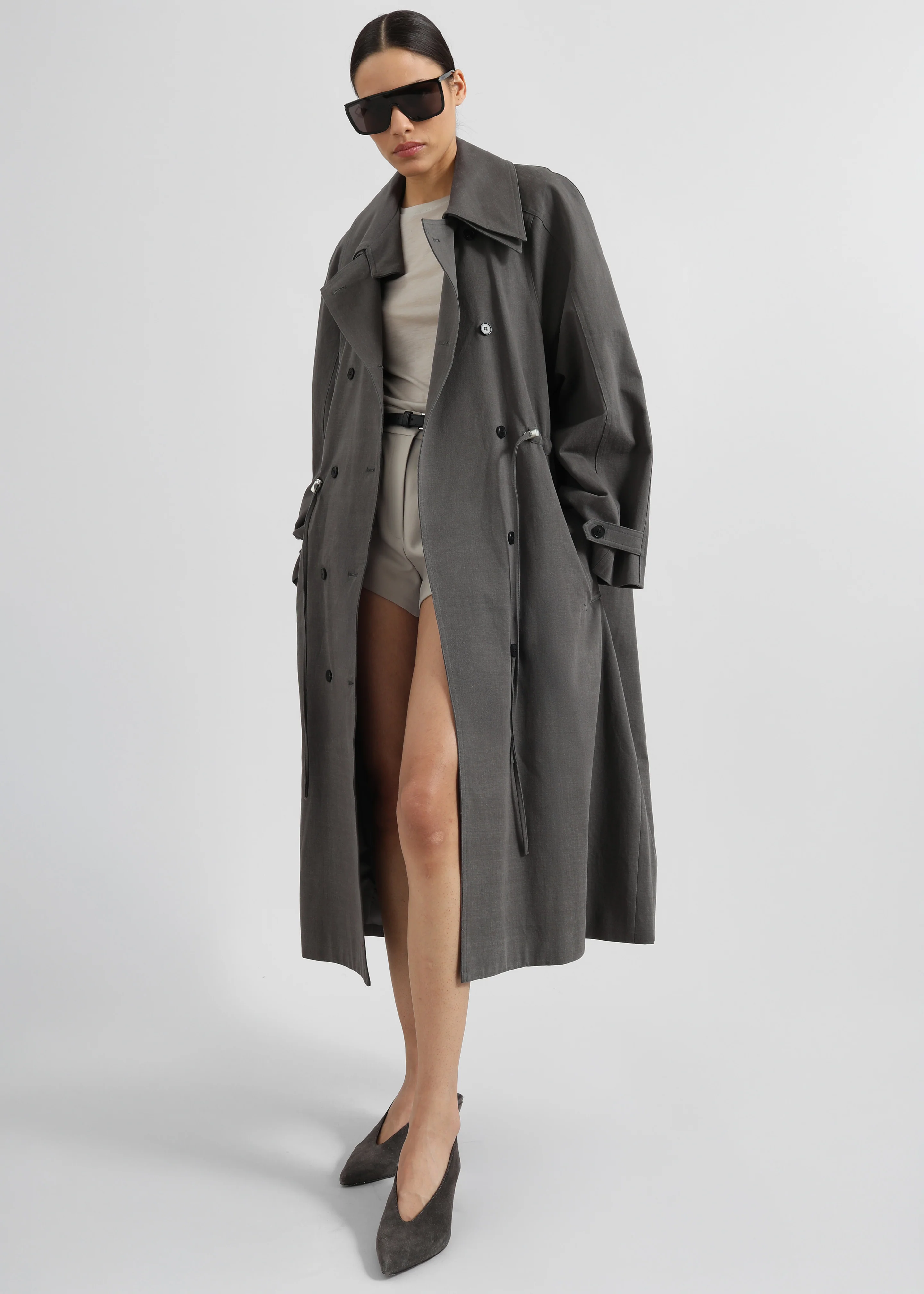 Elrod Drawstring Trench - Grey - Image 6