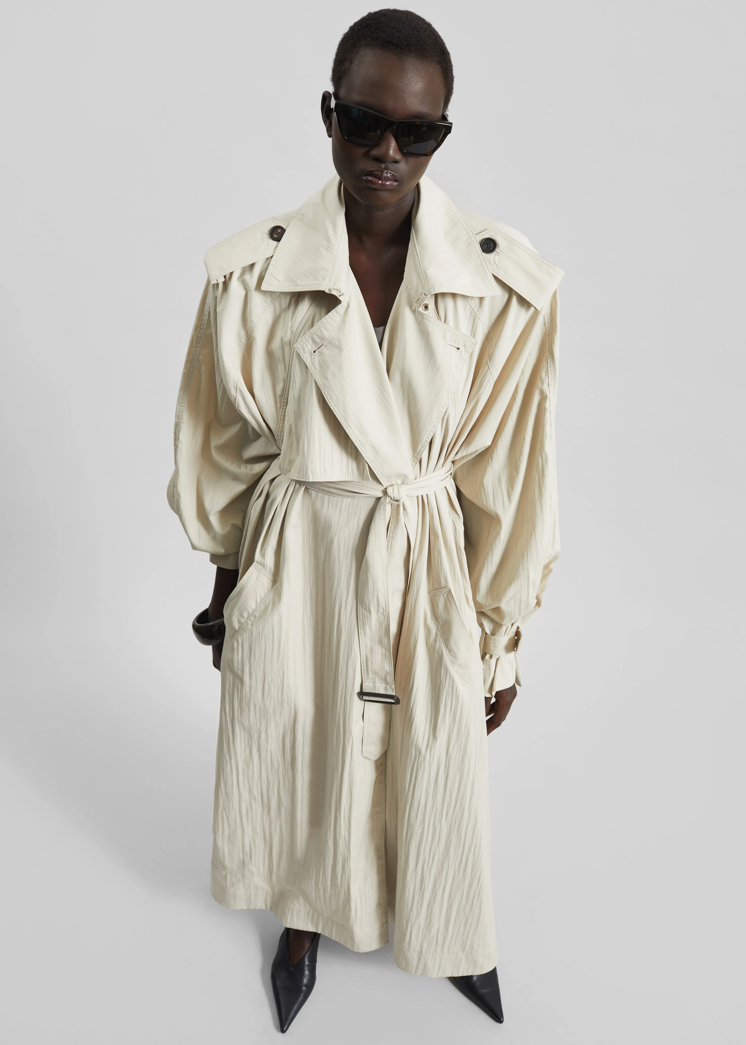 Elsdon Fluid Long Trench - Light Beige - Image 4