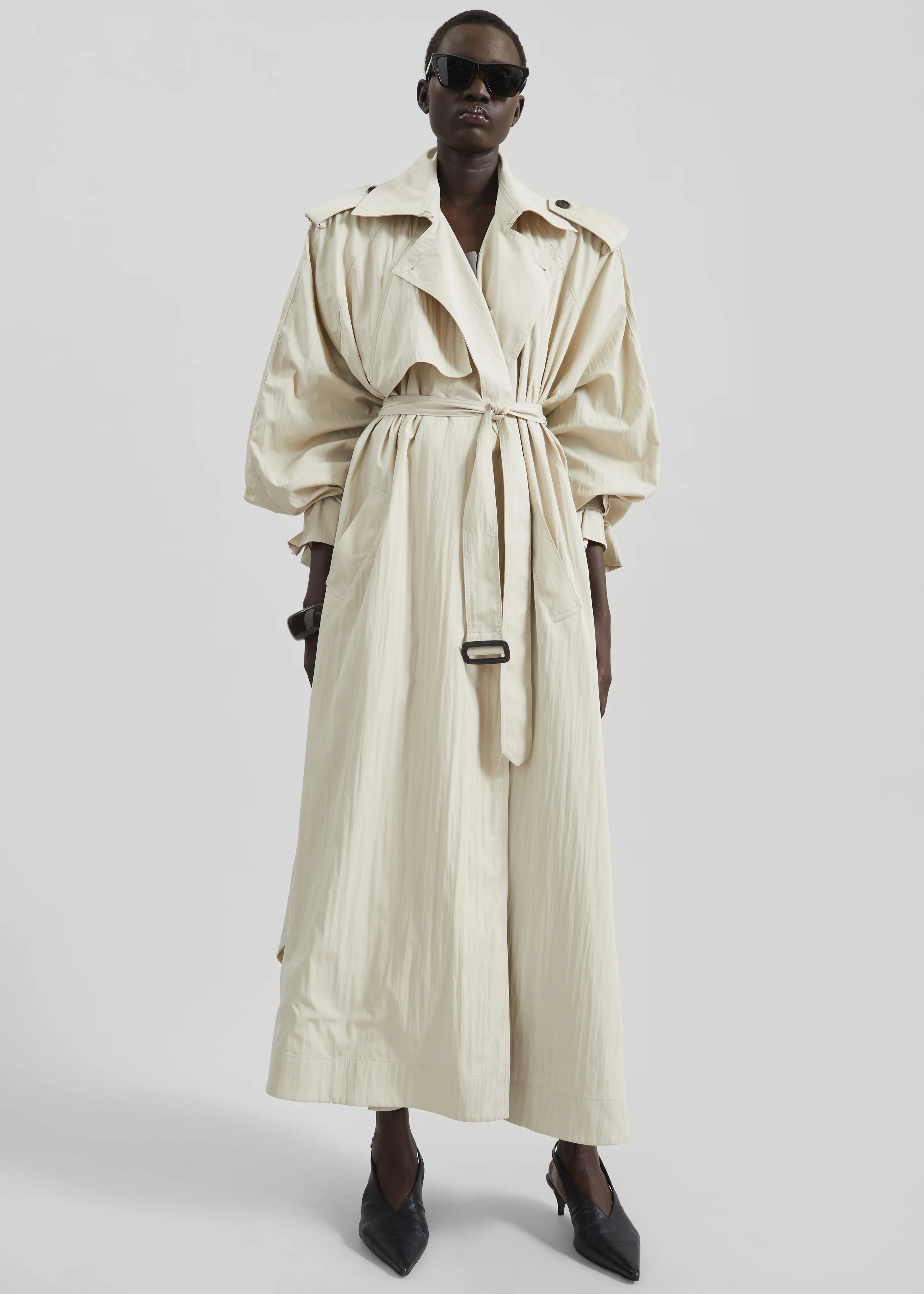 Elsdon Fluid Long Trench - Light Beige - Image 5
