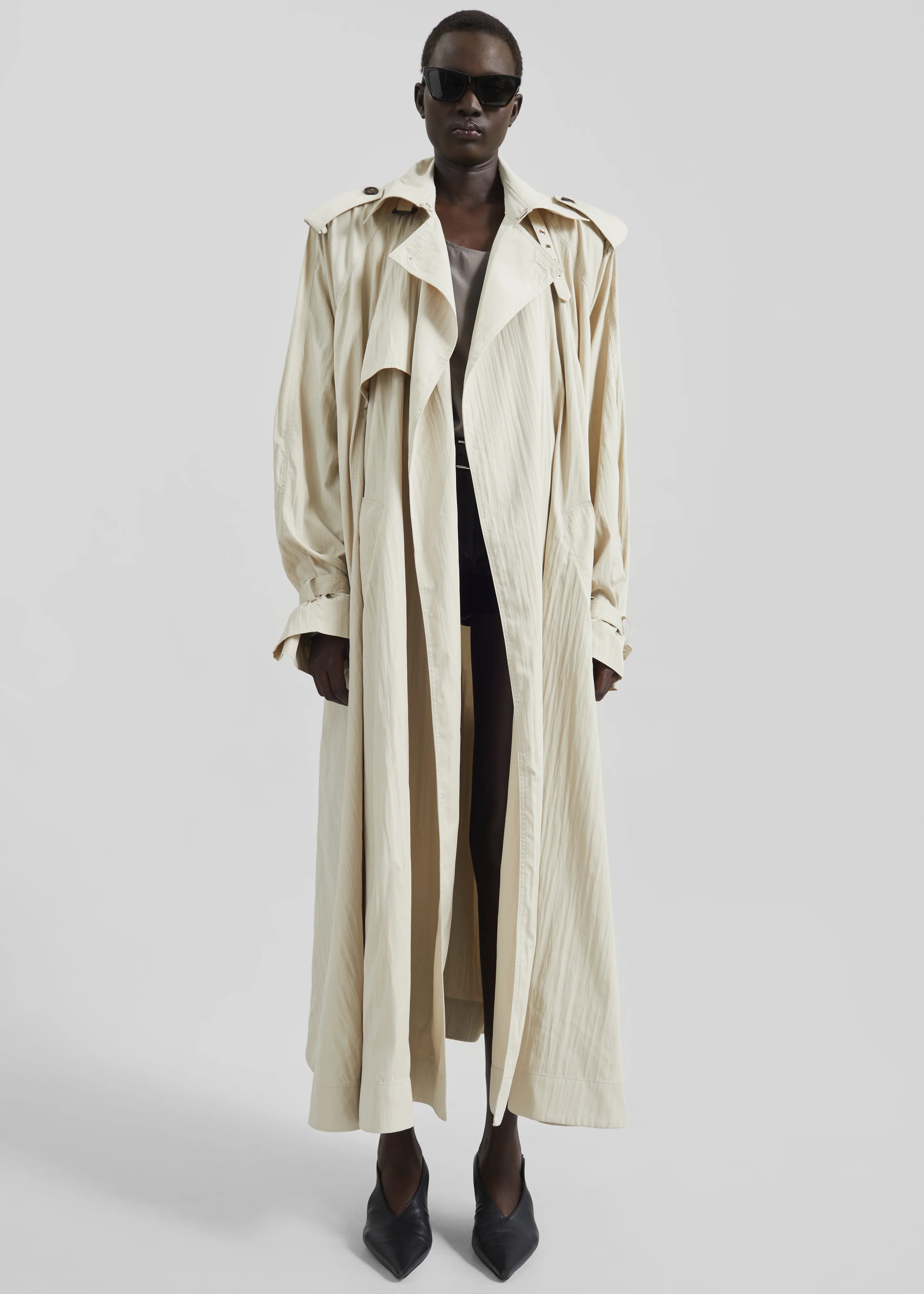 Elsdon Fluid Long Trench - Light Beige - Image 6