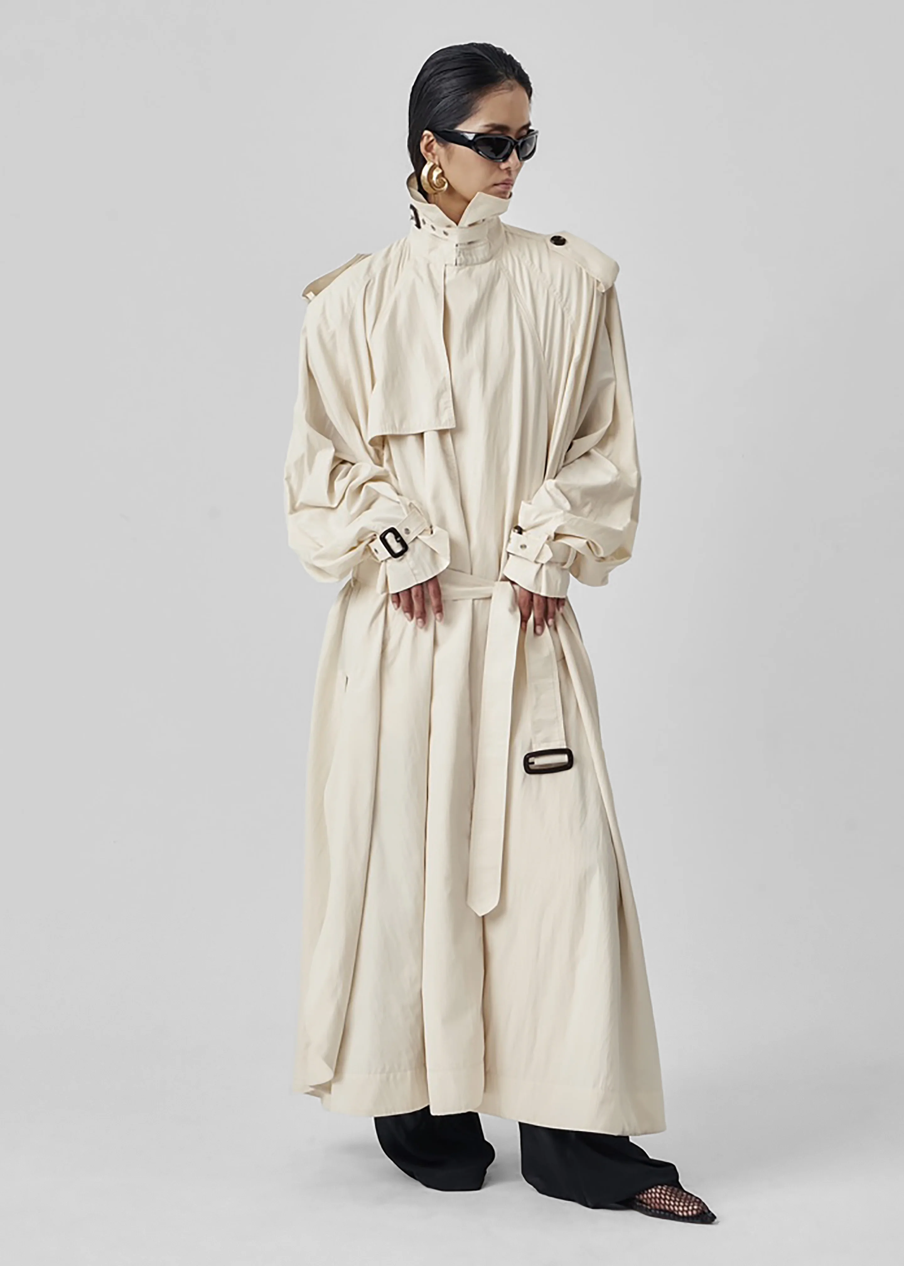 Elsdon Fluid Long Trench - Light Beige - Image 8