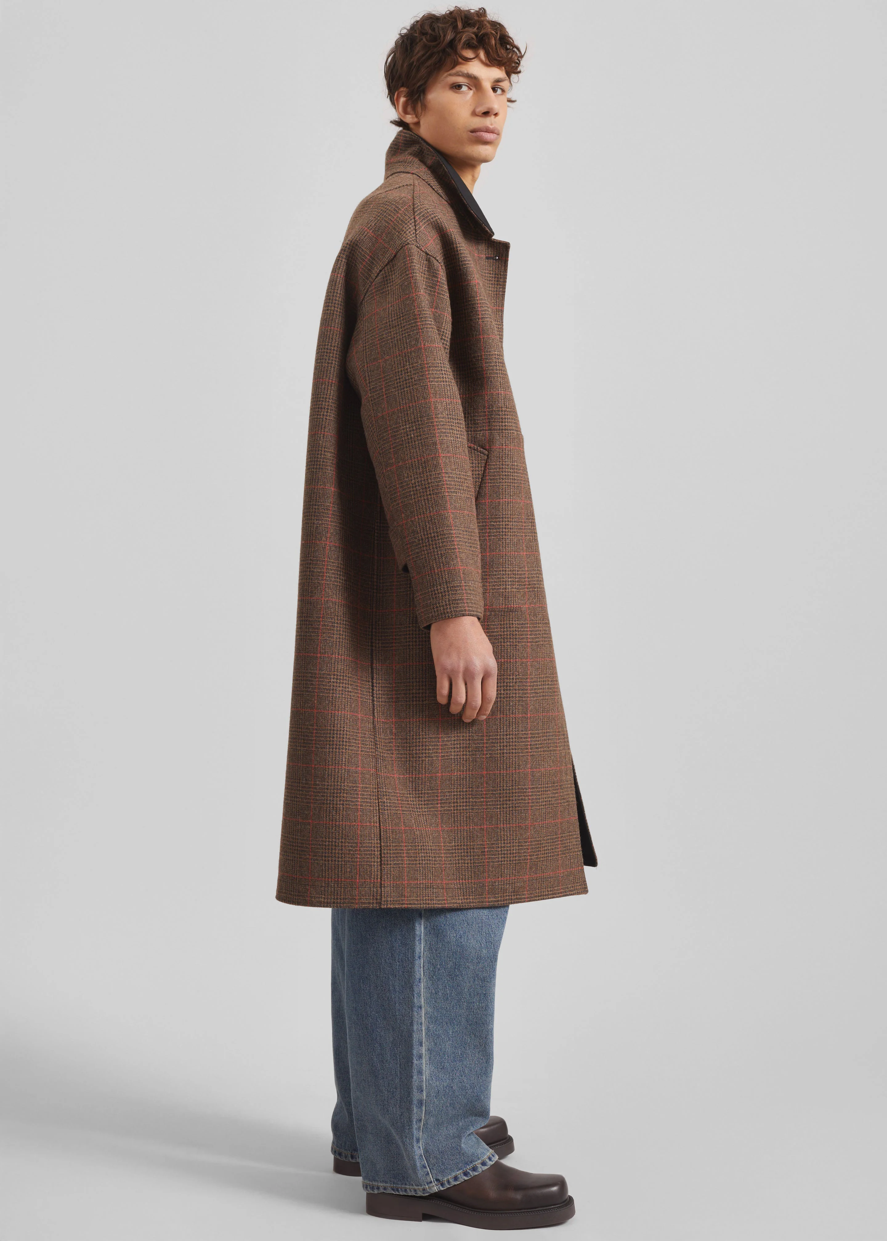 Elton Reversible Car Coat - Brown Glen Plaid - Image 10