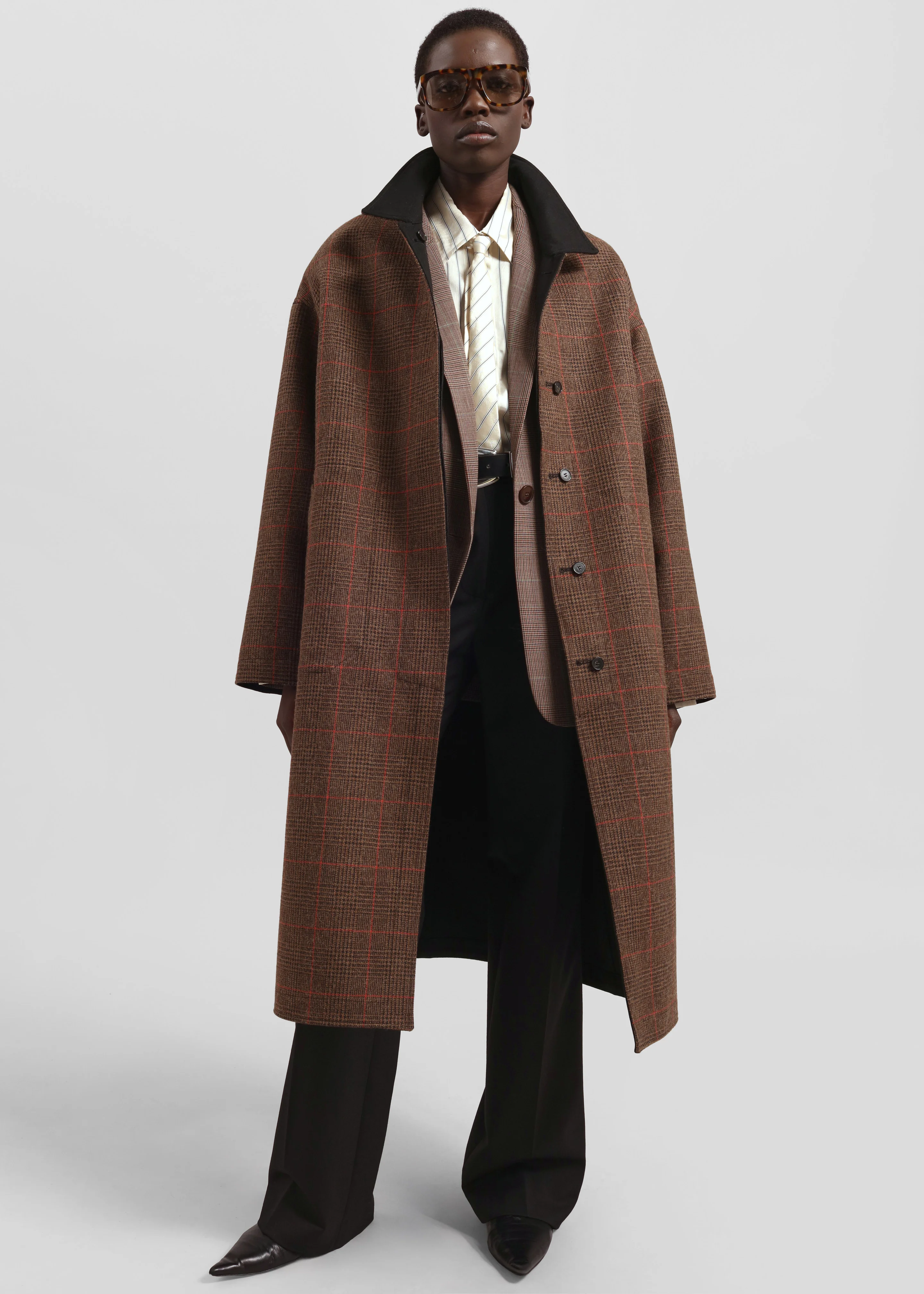 Elton Reversible Car Coat - Brown Glen Plaid - Image 4