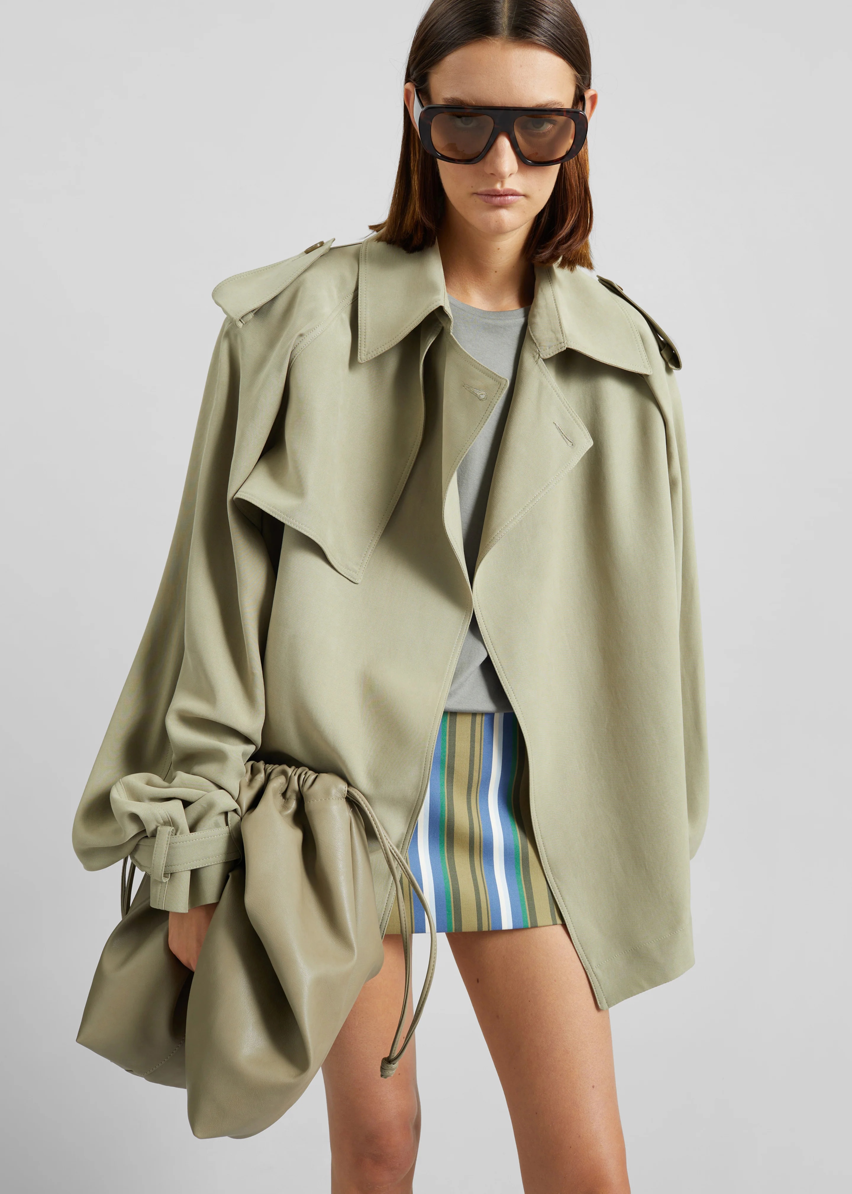 Elva Fluid Short Trench - Sage - Image 3