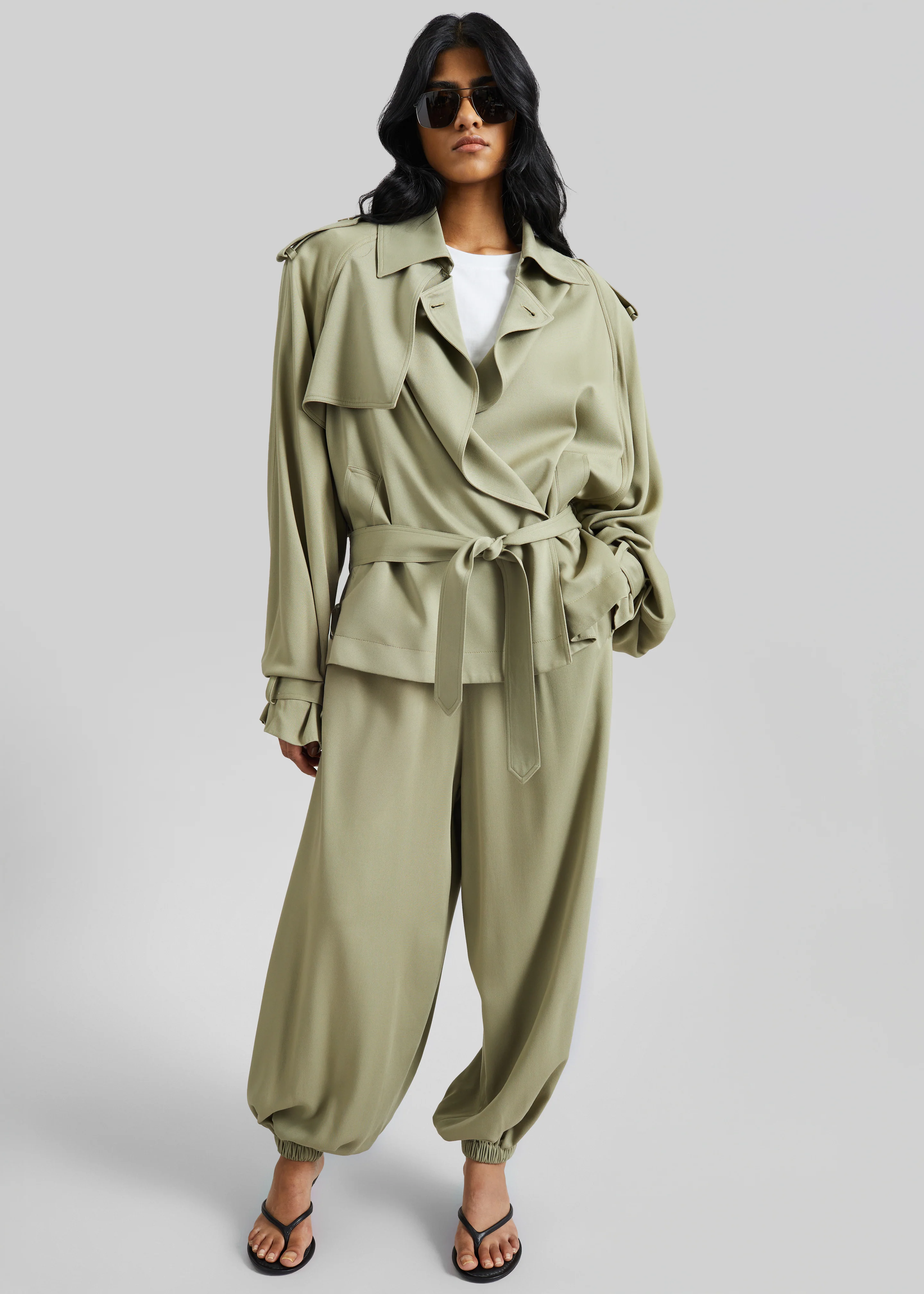 Elva Fluid Short Trench - Sage - Image 4
