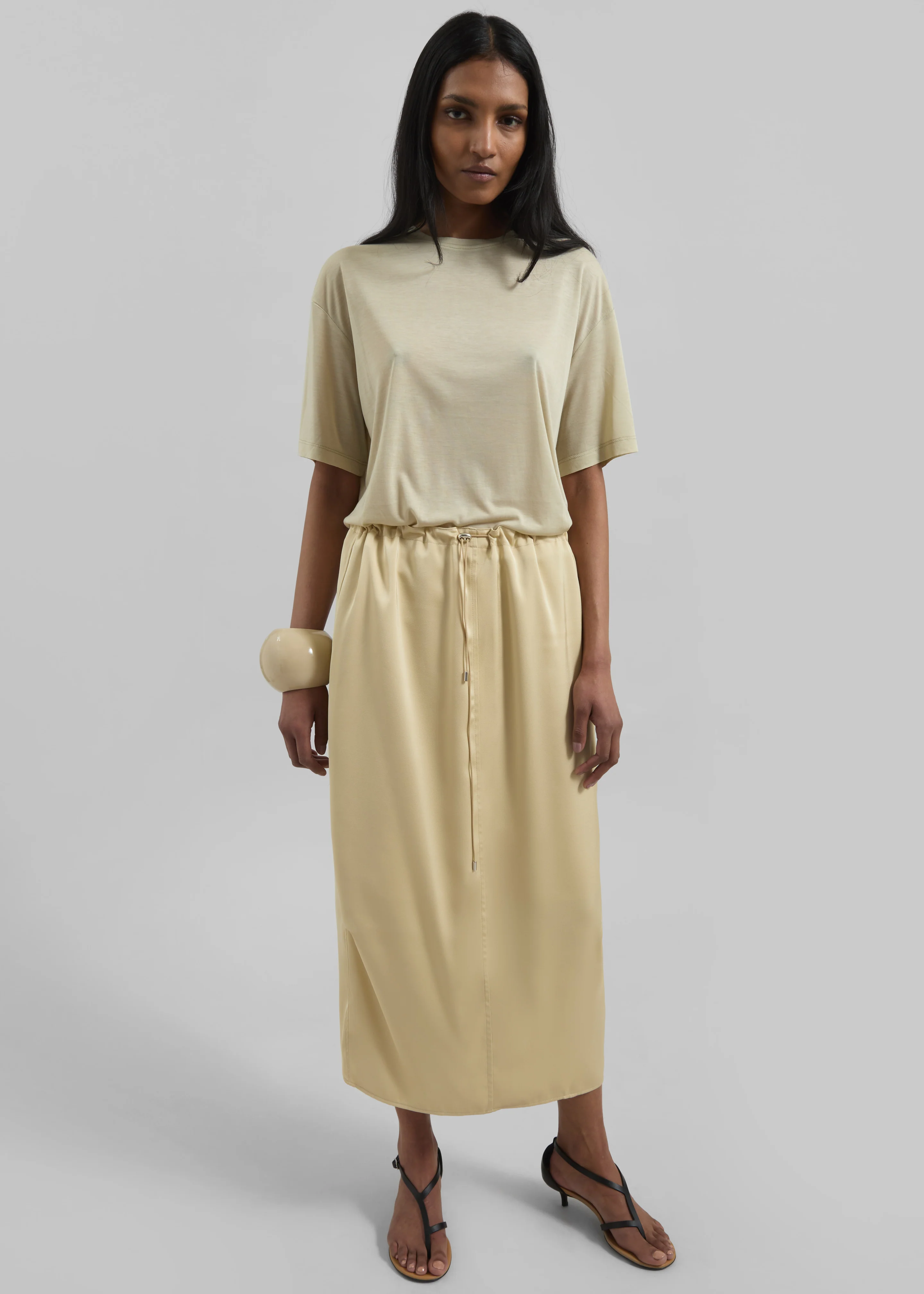 Elvas Satin Midi Skirt - Pale Yellow - Image 4