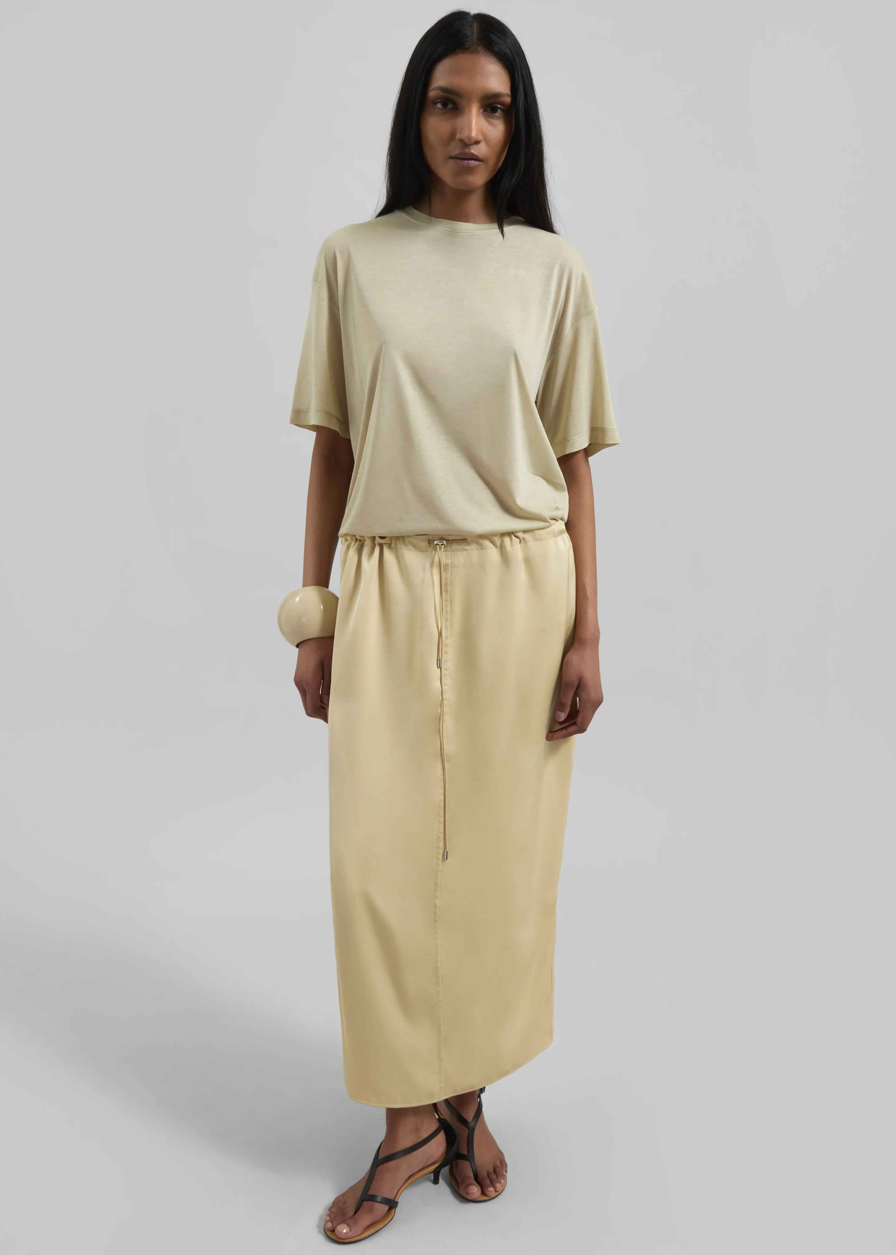 Elvas Satin Midi Skirt - Pale Yellow - Image 5