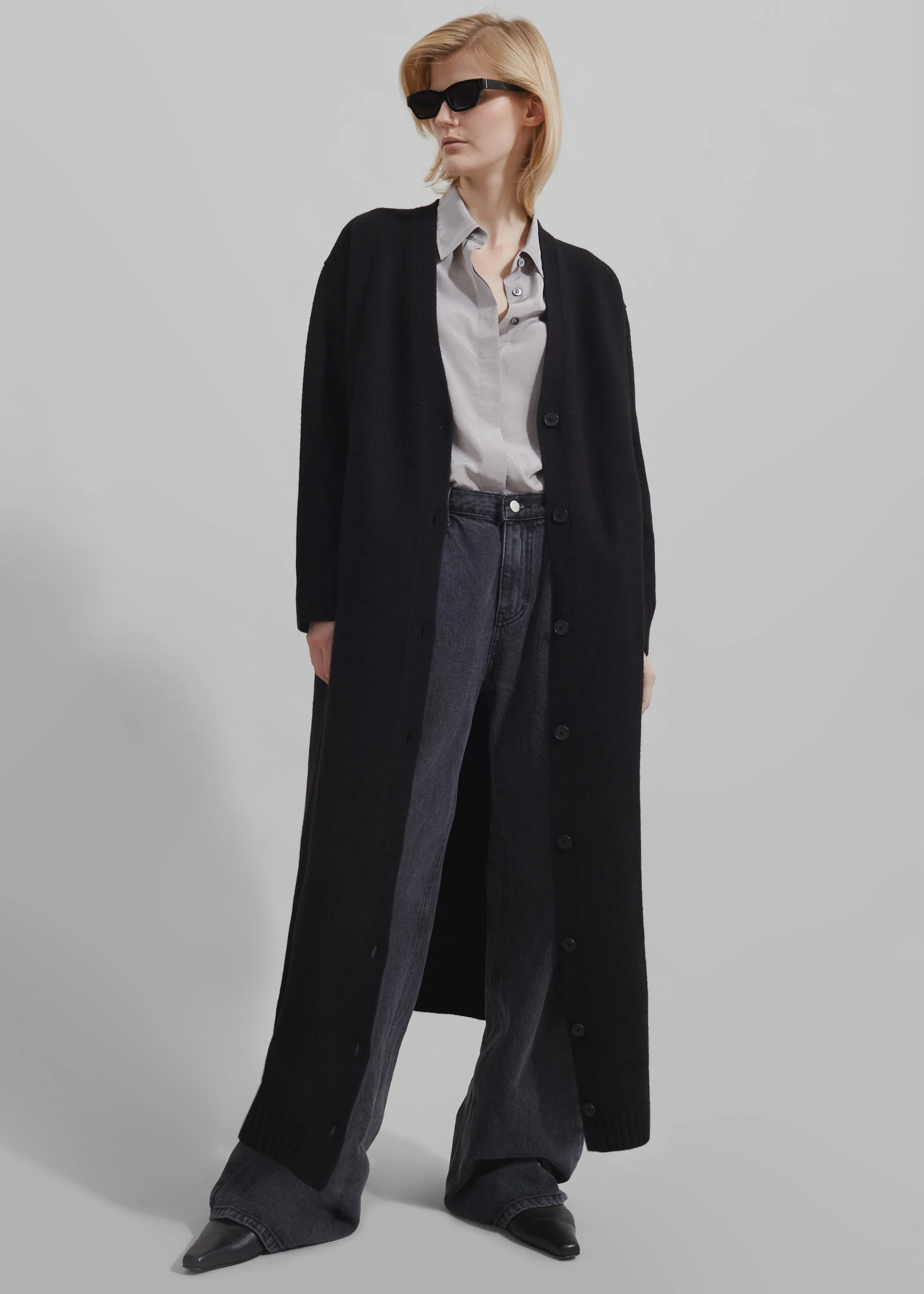 Emi Long Knit Cardigan - Black - Image 5