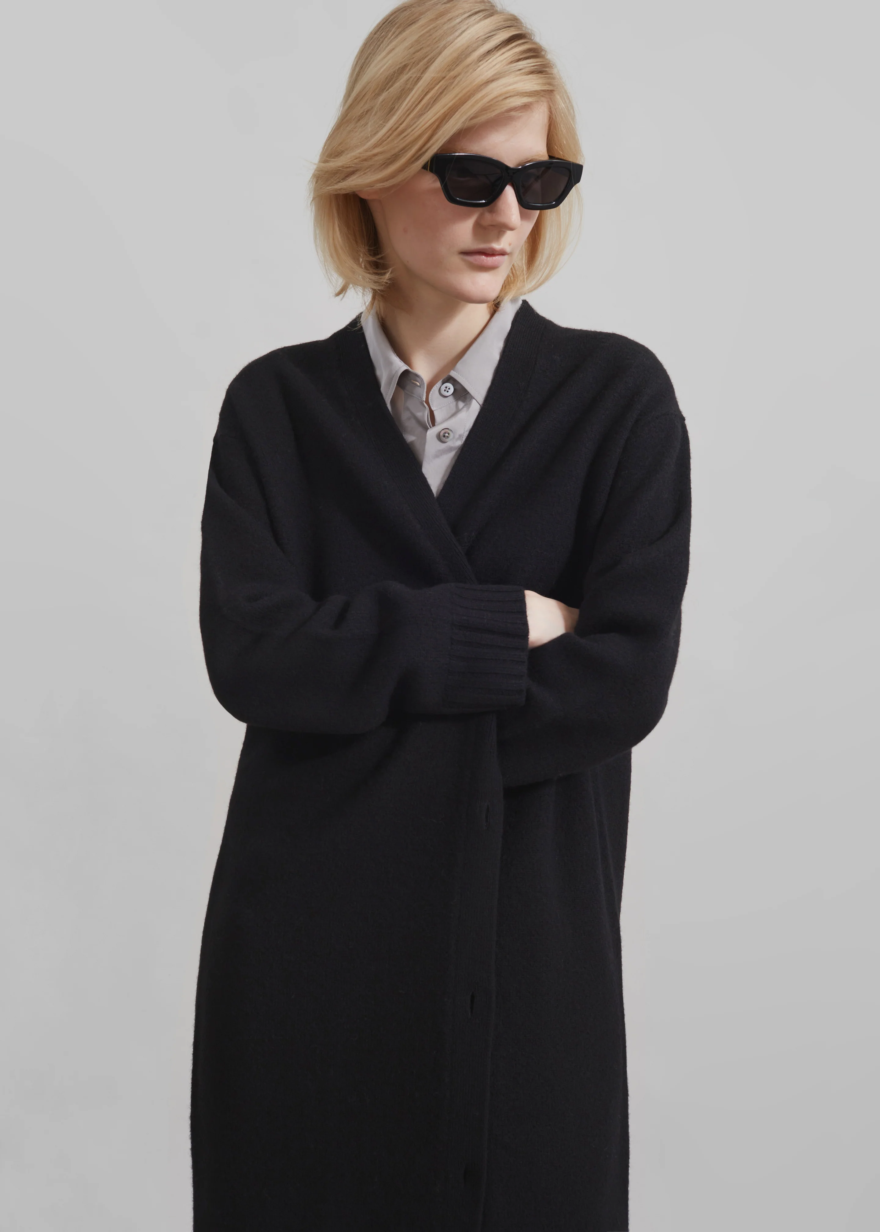 Emi Long Knit Cardigan - Black - Image 6