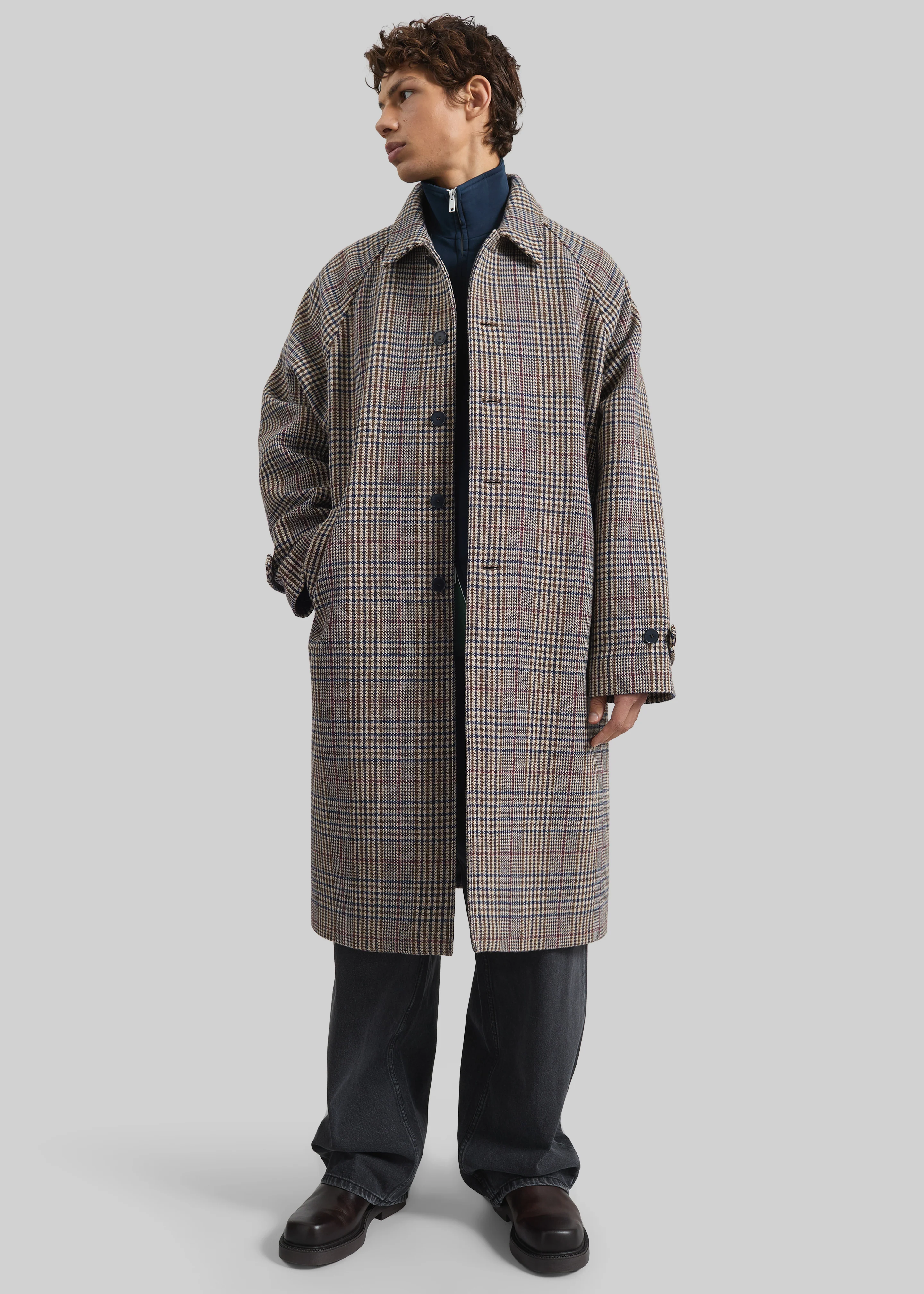 Emil Wool Trench - Beige Glen Plaid - Image 3