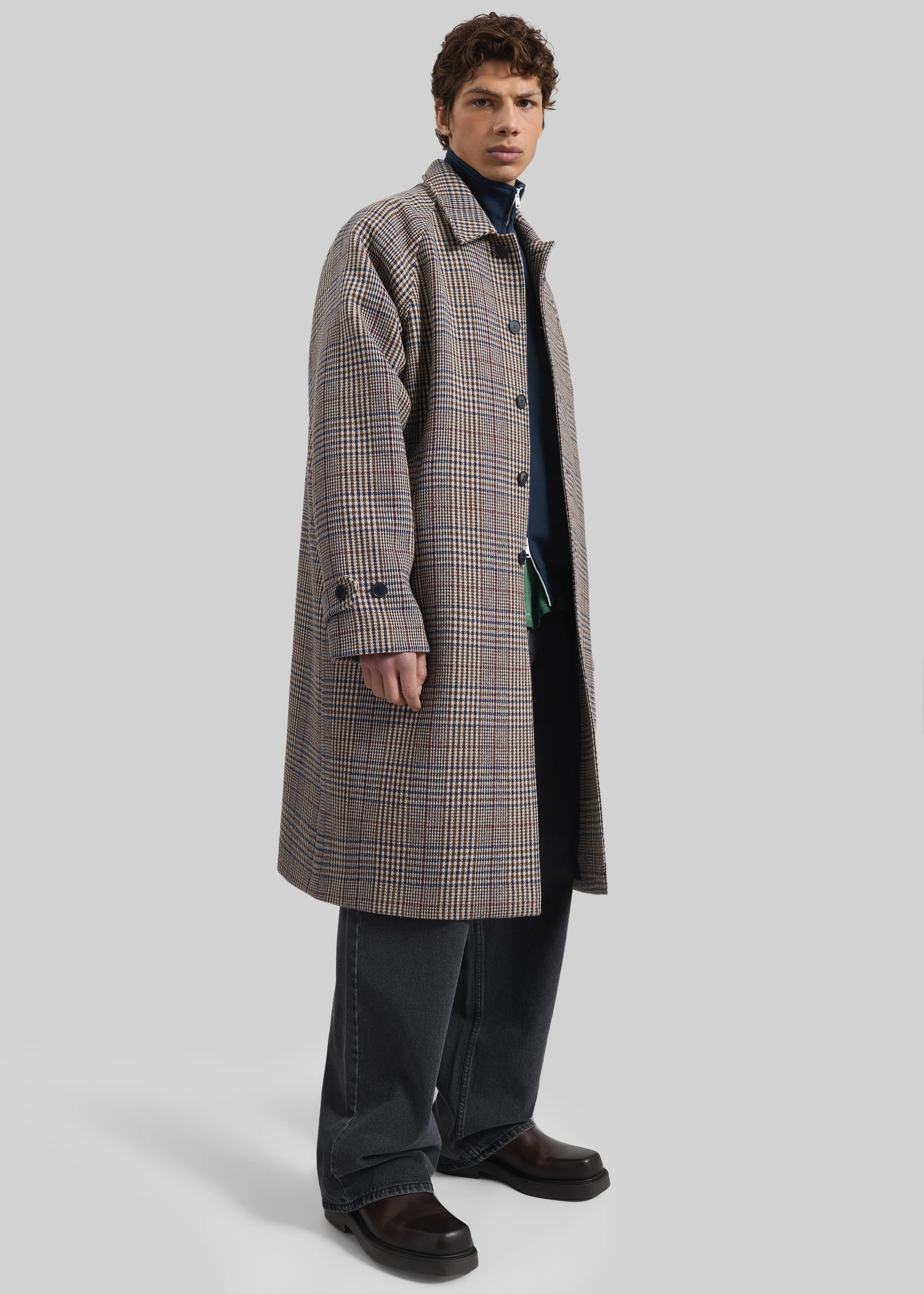 Emil Wool Trench - Beige Glen Plaid - Image 7