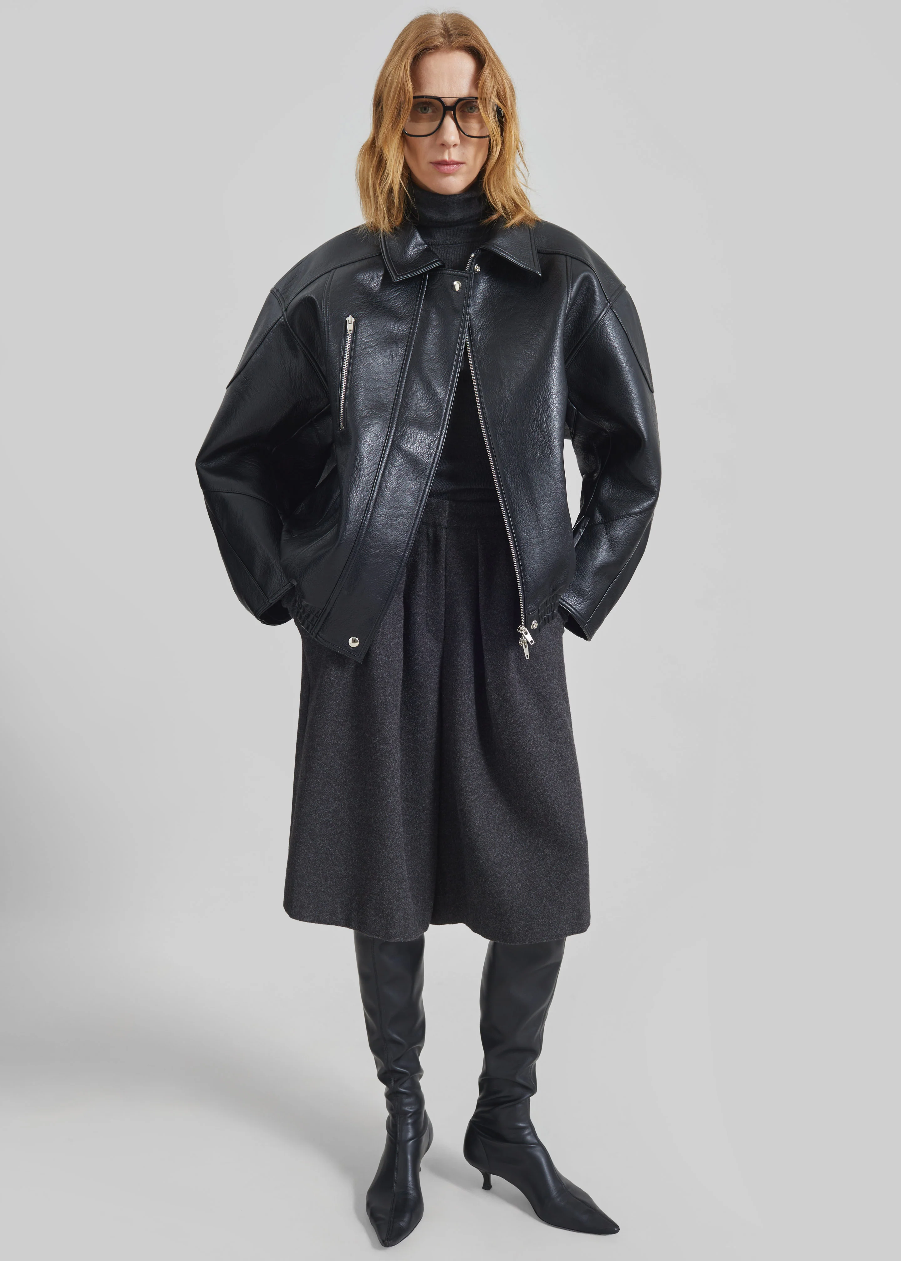 Enora Faux Leather Jacket - Black - Image 4
