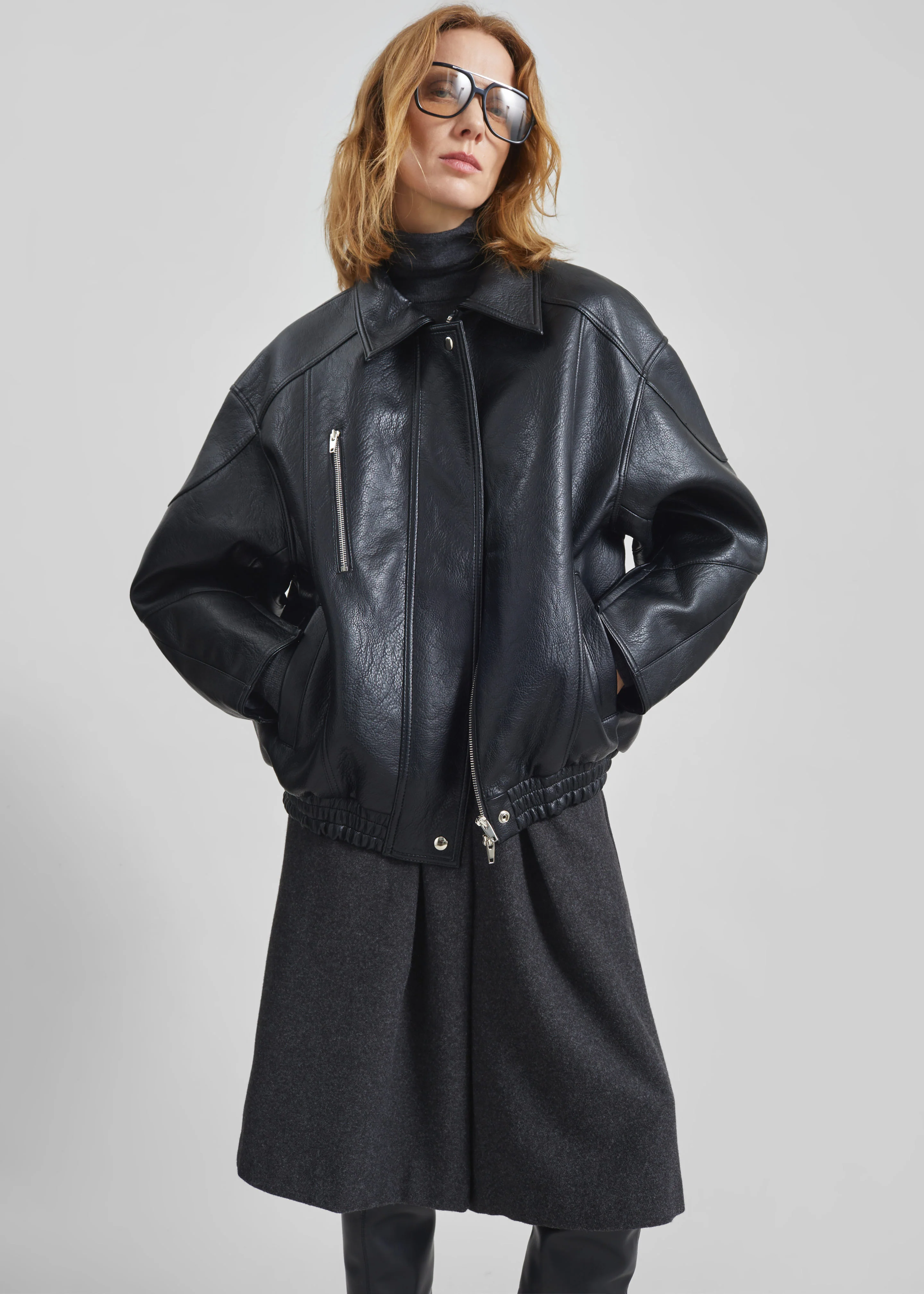 Enora Faux Leather Jacket - Black - Image 6