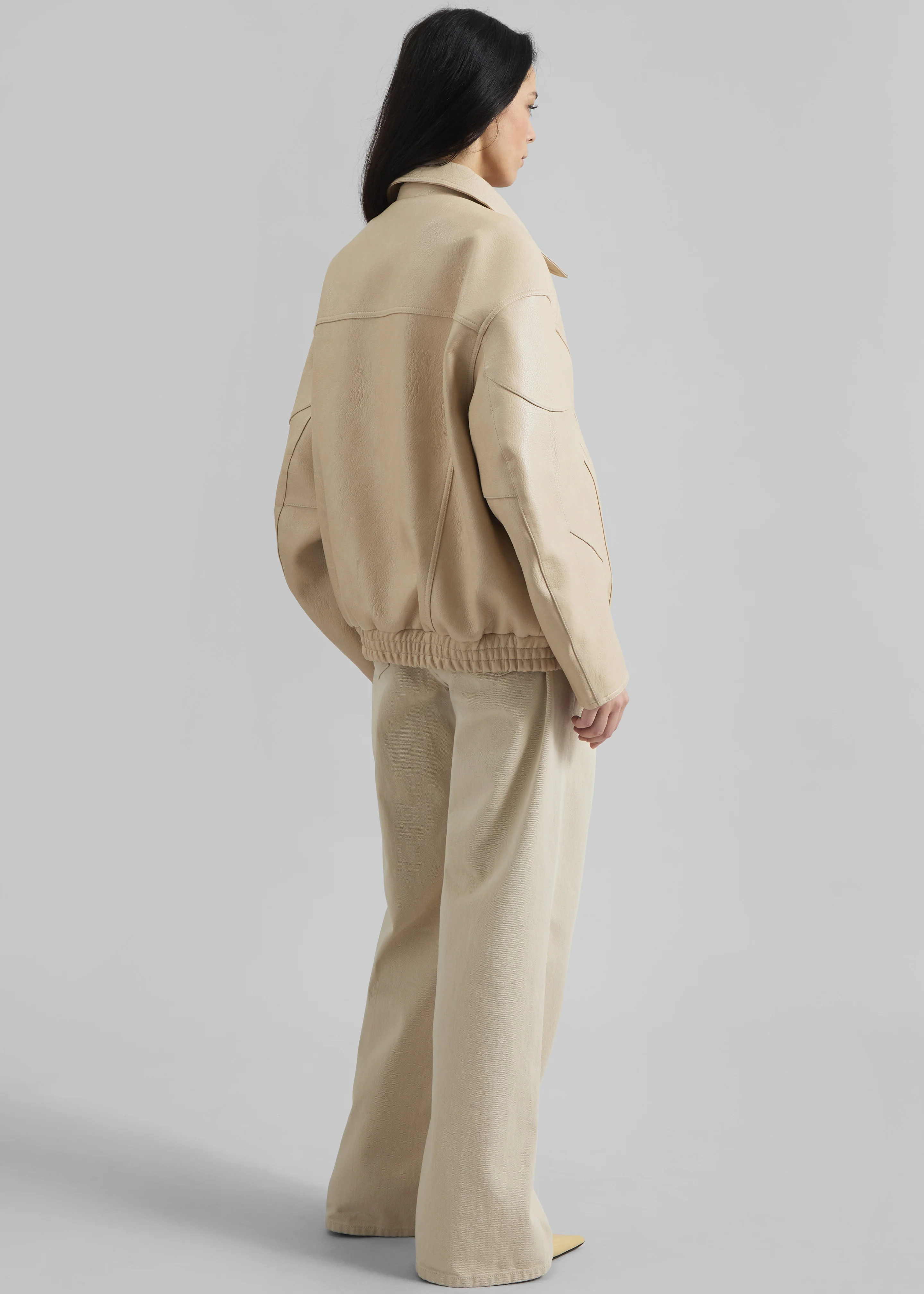 Enora Faux Leather Jacket - Cream - Image 6