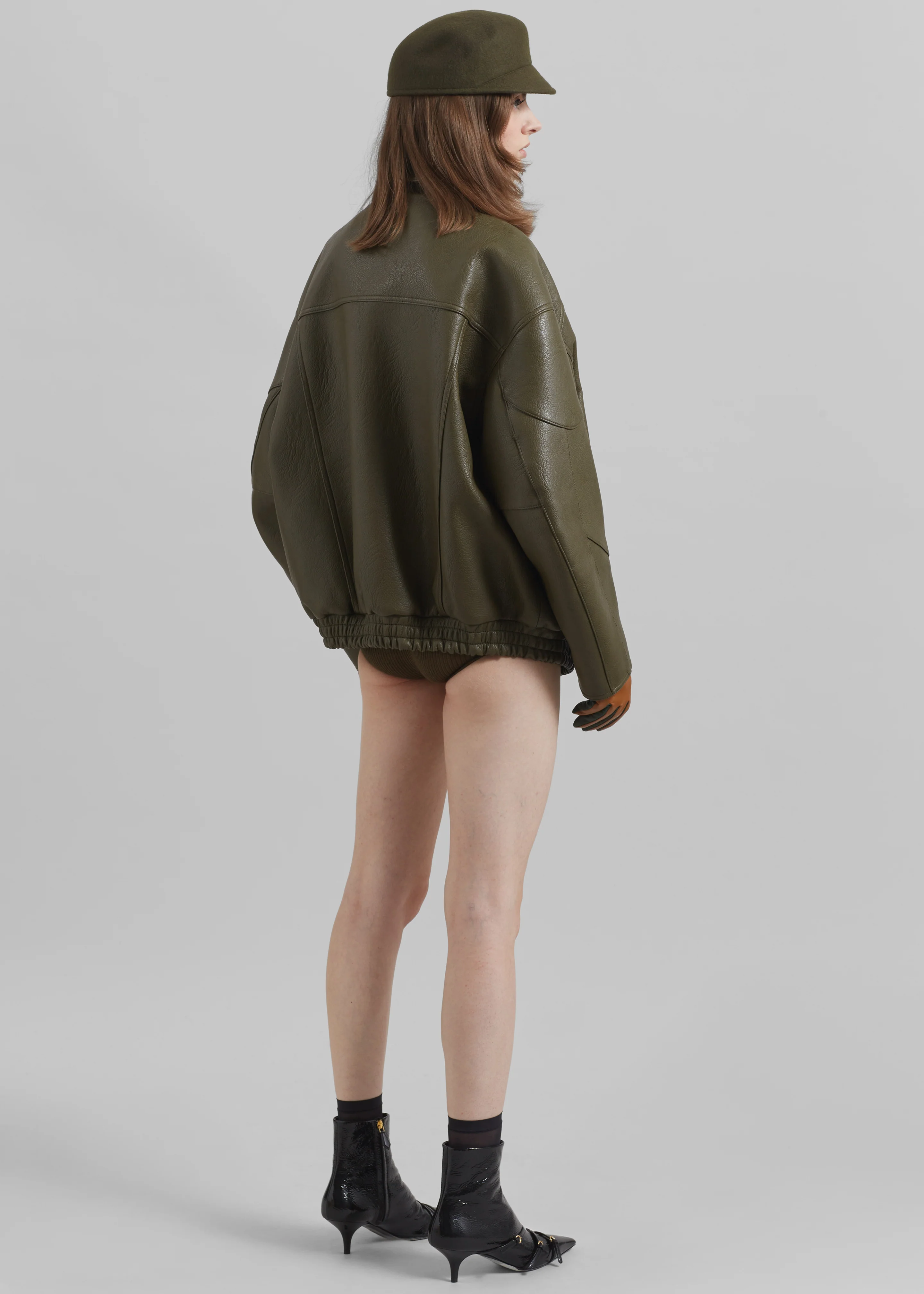 Enora Faux Leather Jacket - Olive - Image 11