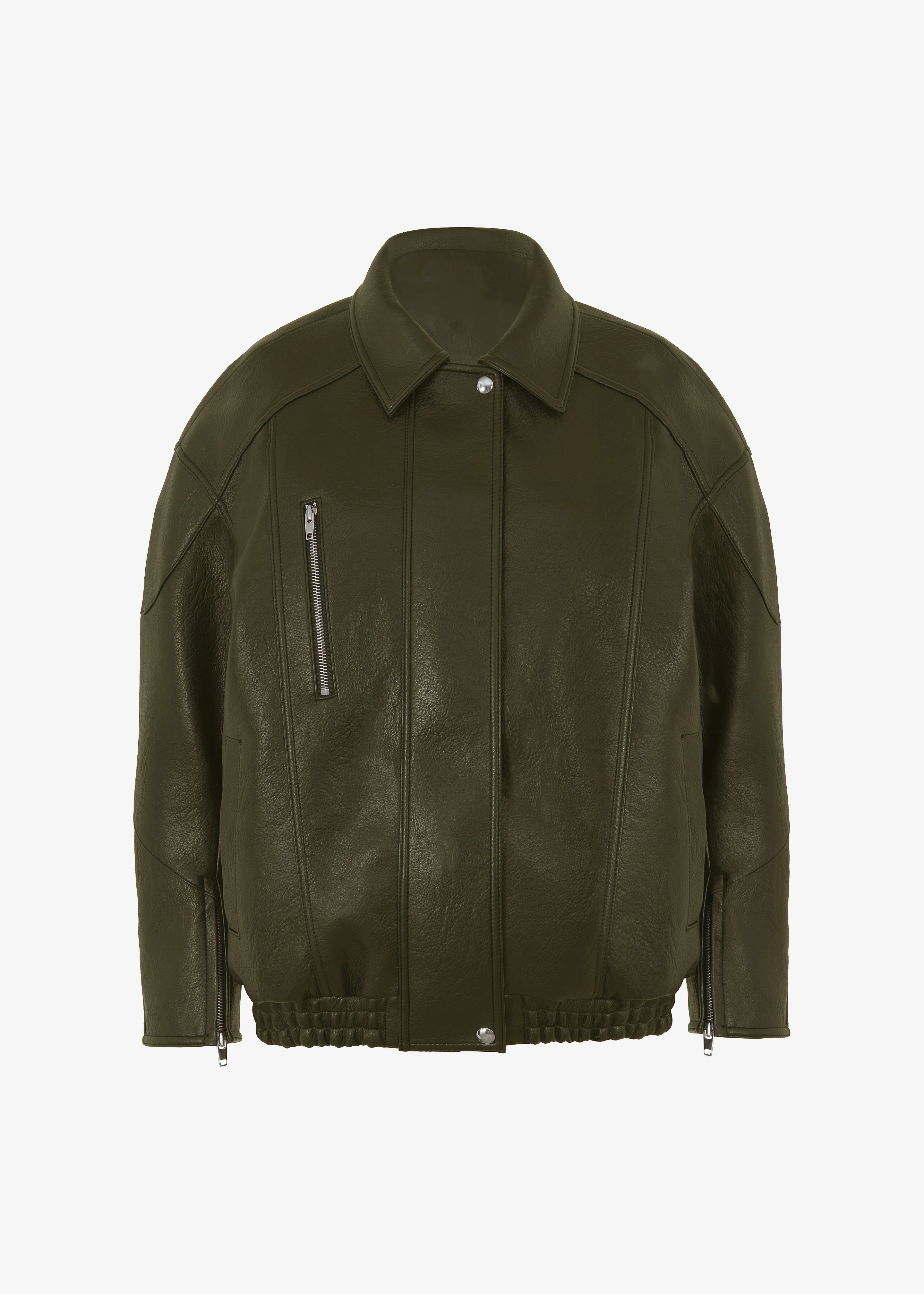 Enora Faux Leather Jacket - Olive - Image 12