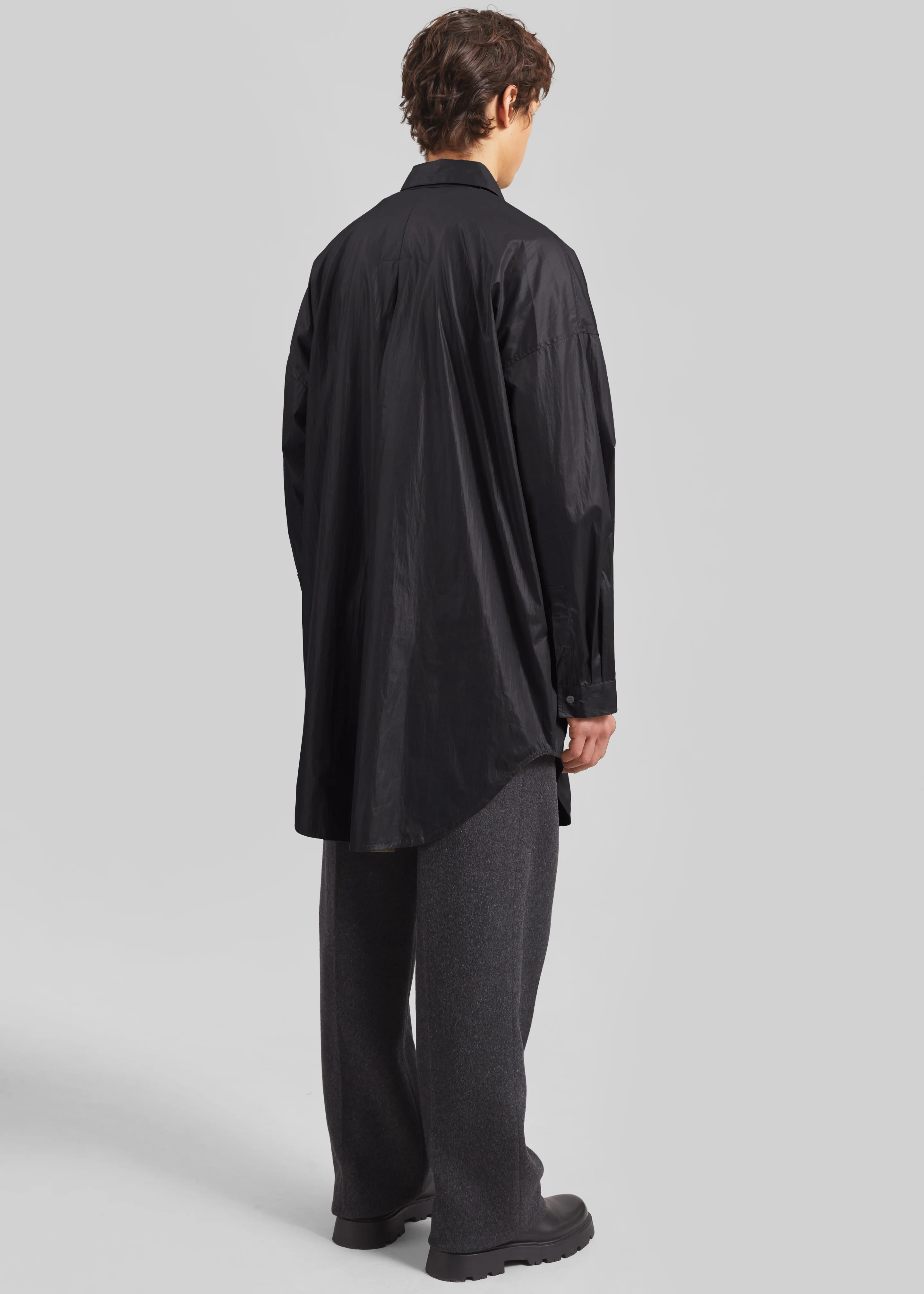 Etah Lustrous Oversized Shirt - Black - Image 5