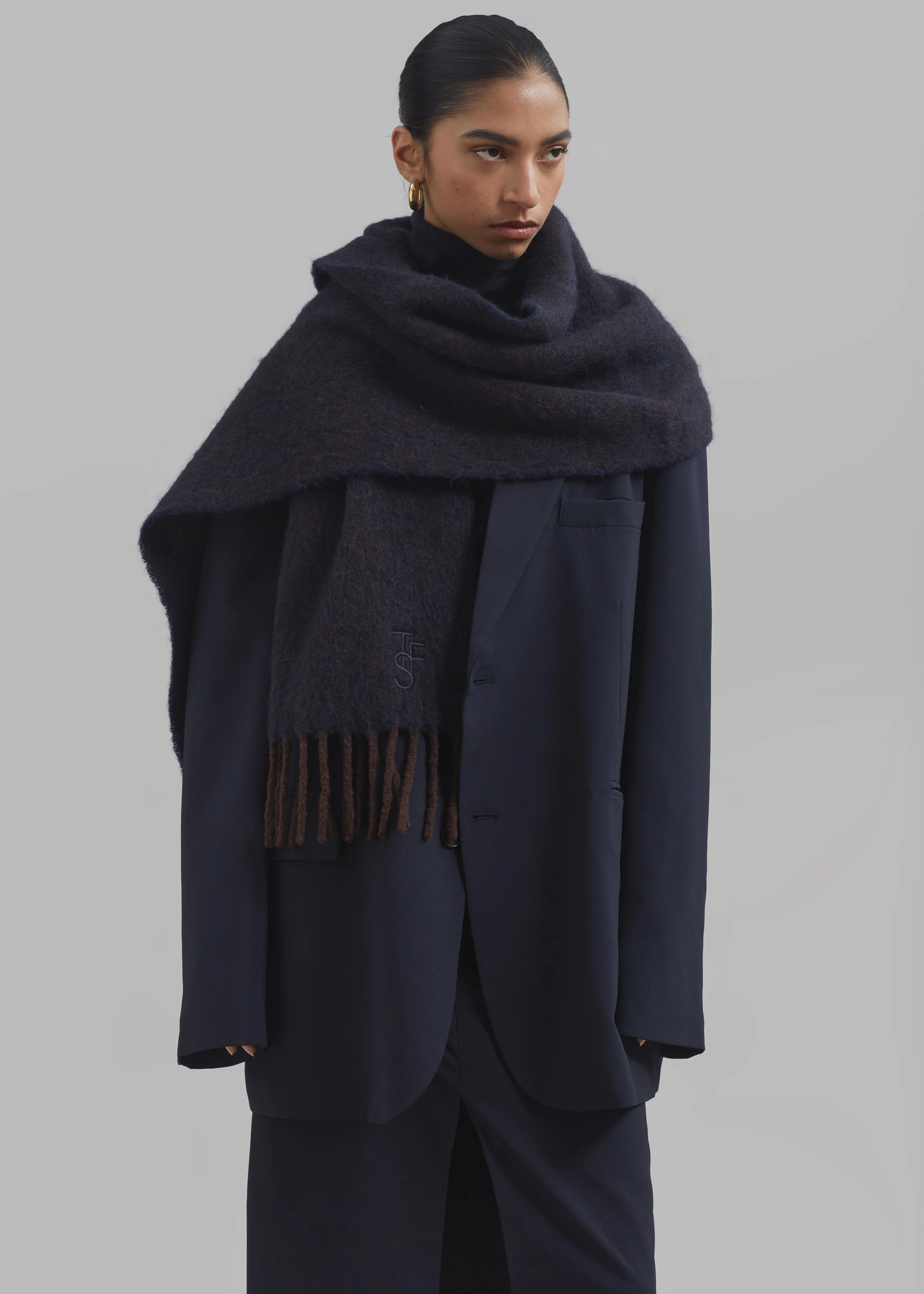 Etta Wool Scarf - Navy - Image 6