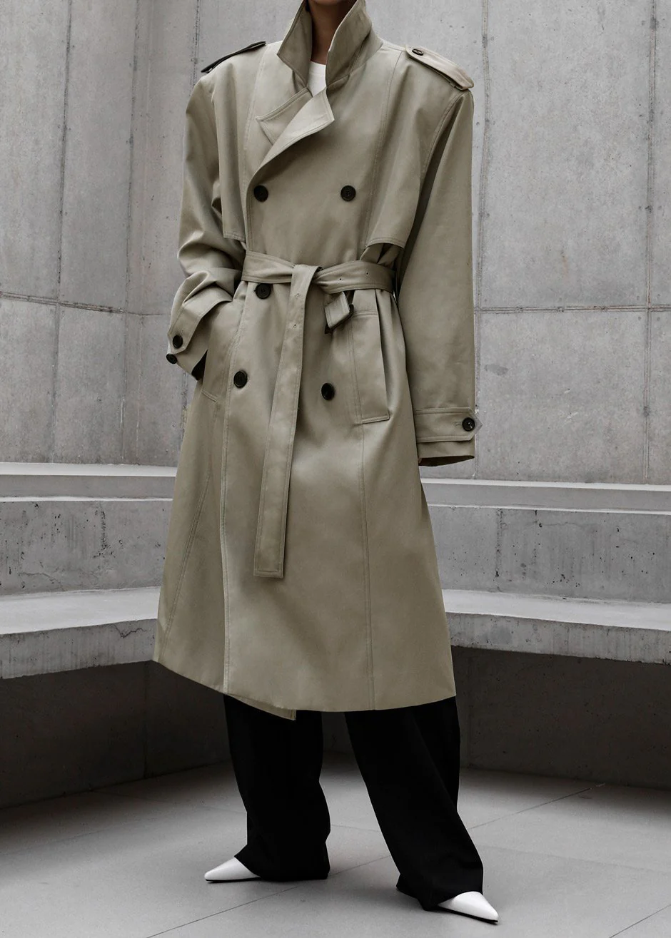 Eugene Trench Coat - Pale Khaki - Image 3